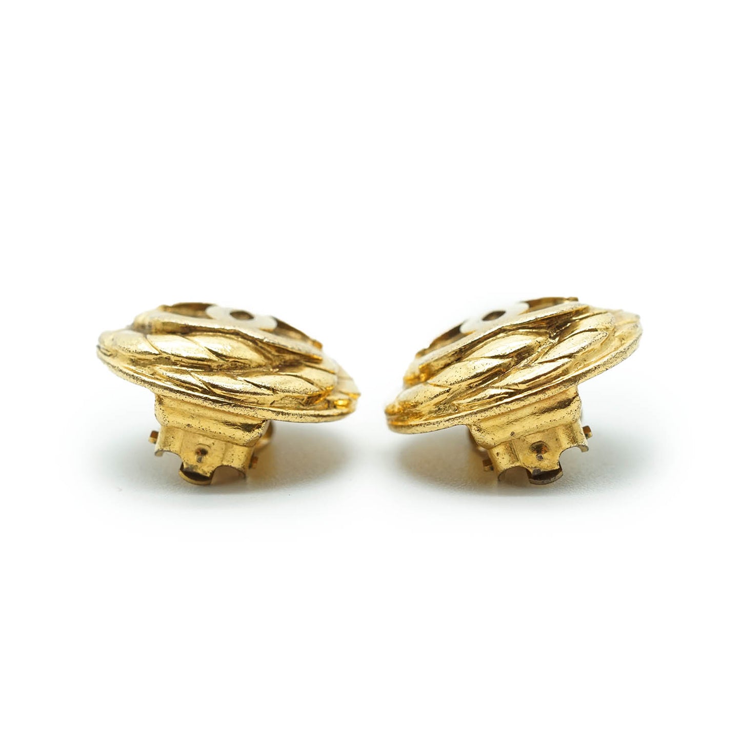 Coco Mark Spiral Round Clip Earrings GP