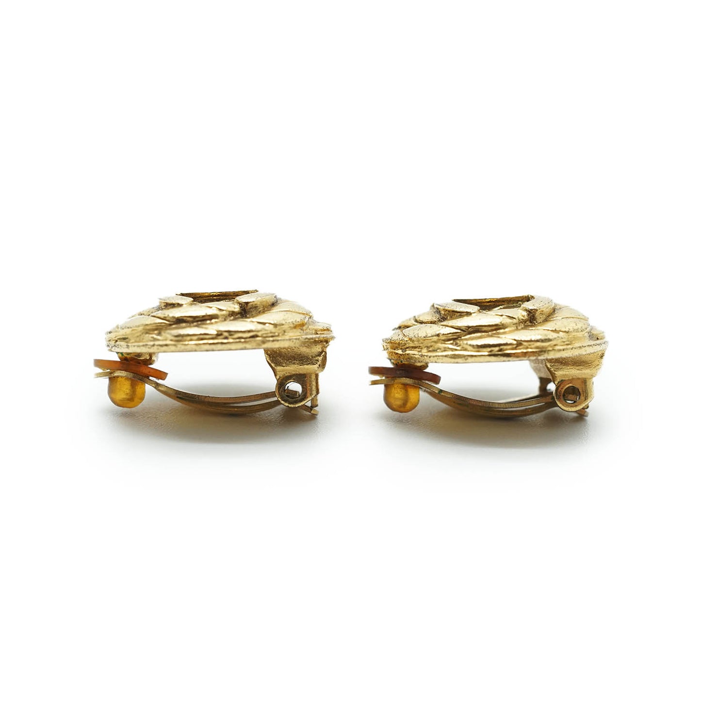 Coco Mark Spiral Round Clip Earrings GP