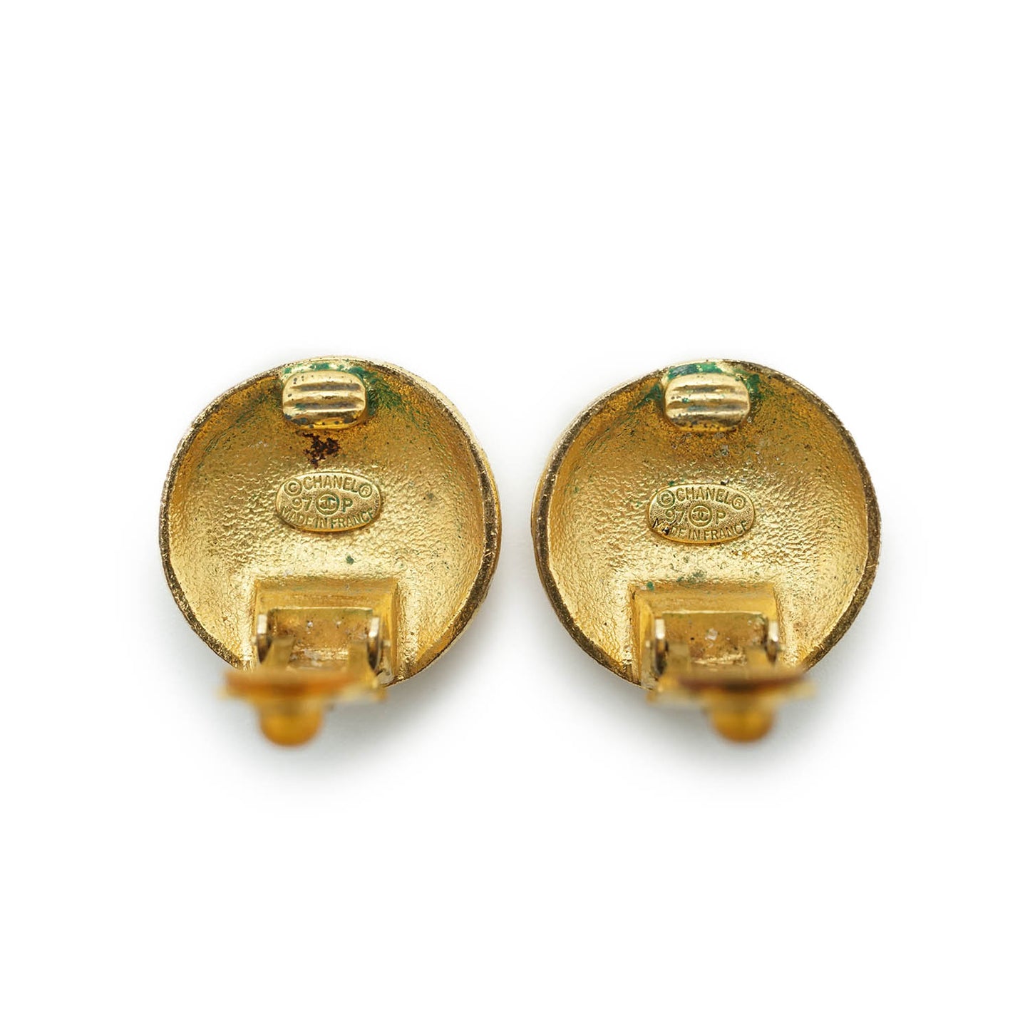 Coco Mark Spiral Round Clip Earrings GP