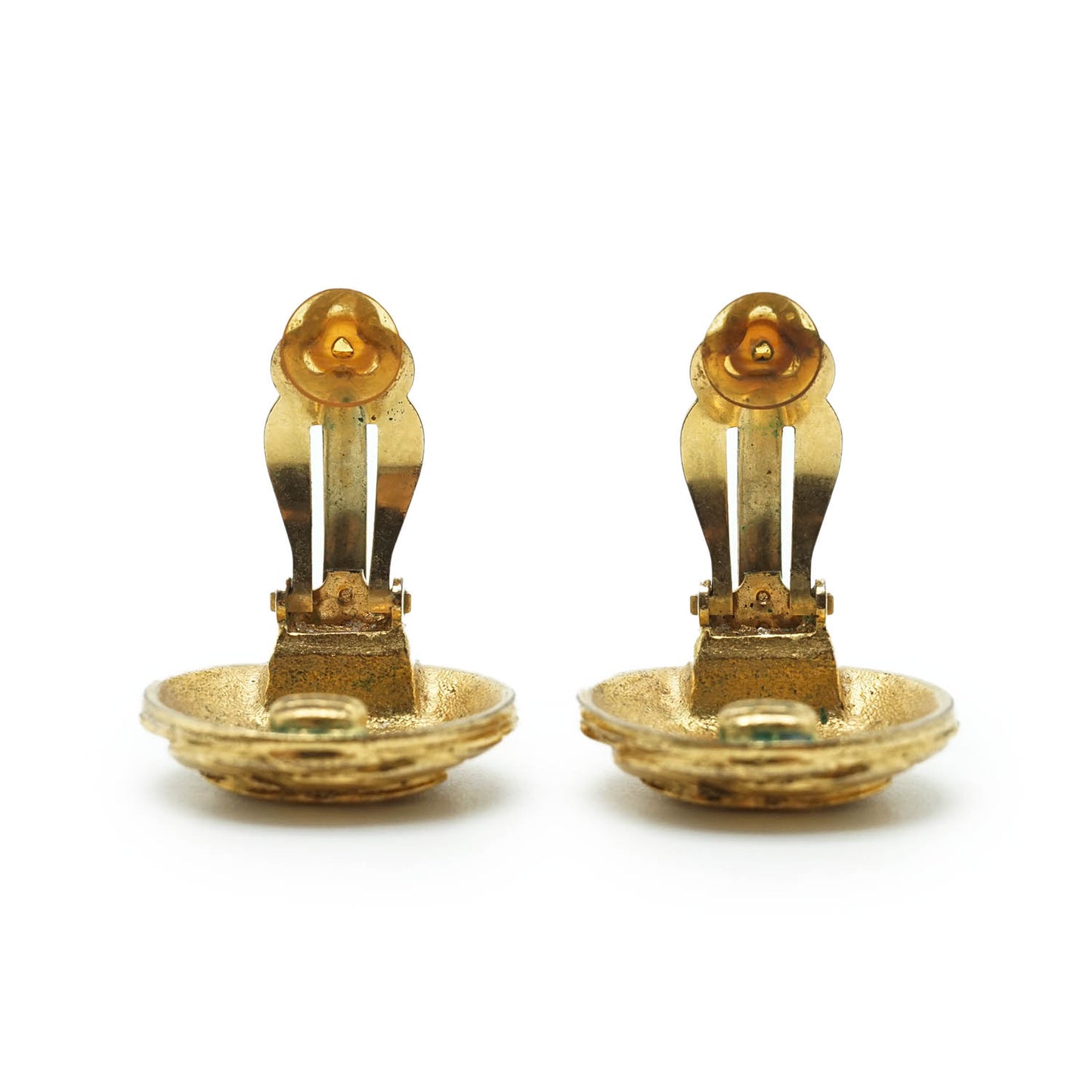 Coco Mark Spiral Round Clip Earrings GP