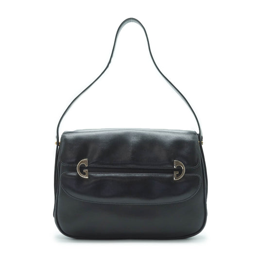 Vintage GG Hardware Cut-out Flap Leather Shoulder Bag