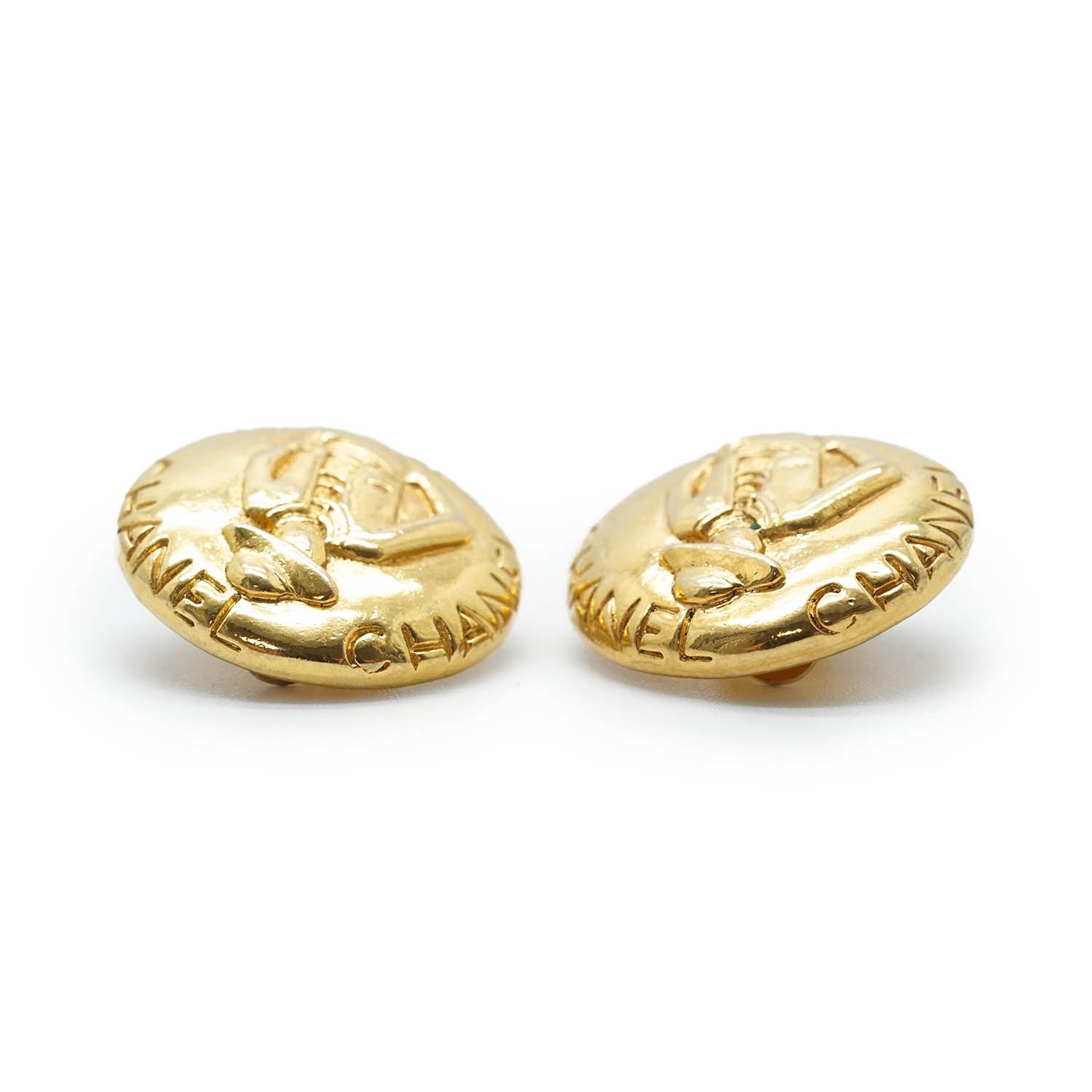 Mademoiselle Chanel Round Clip Earrings GP