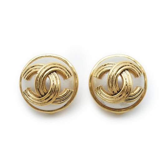 Coco Mark Artificial Pearl Round Clip Earrings