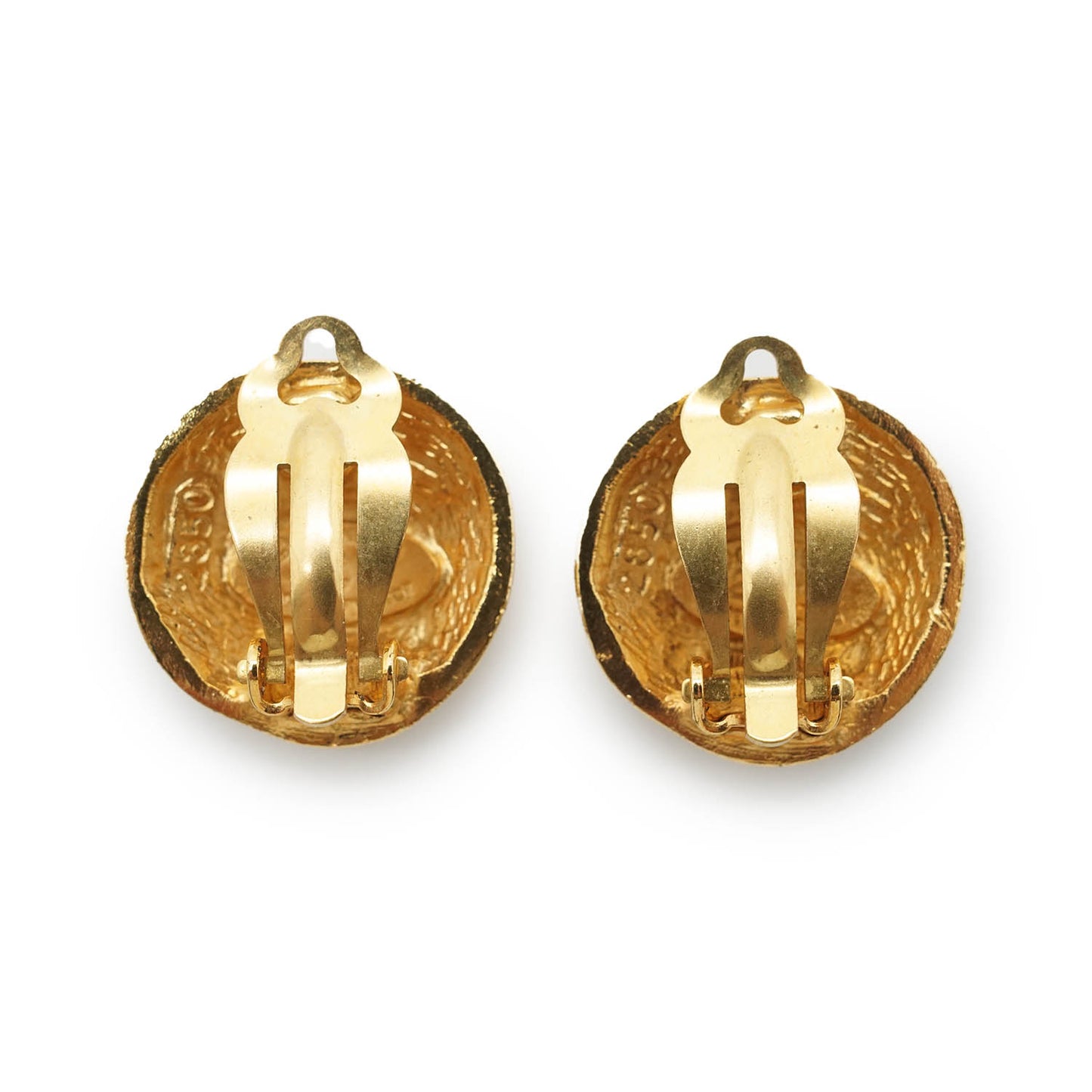 Coco Mark Round Clip Earrings GP