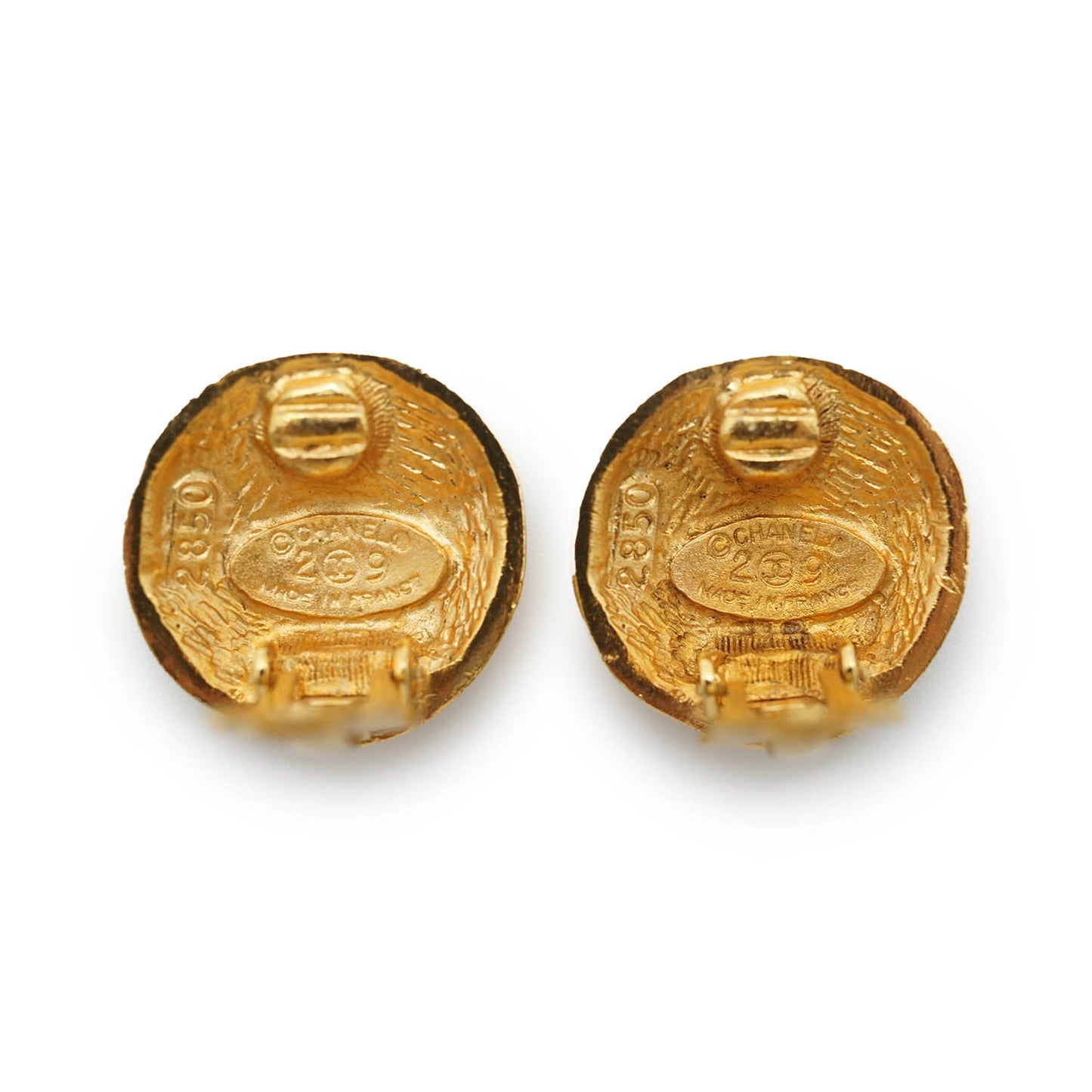 Coco Mark Round Clip Earrings GP