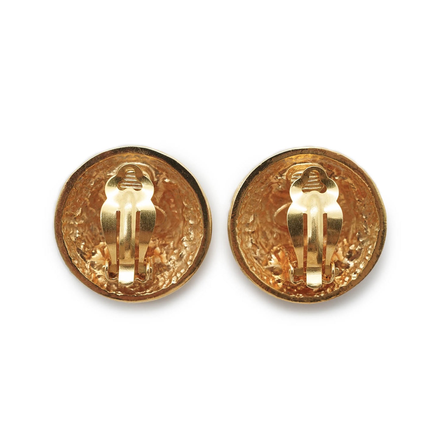 Round Crest Shield Clip Earrings GP