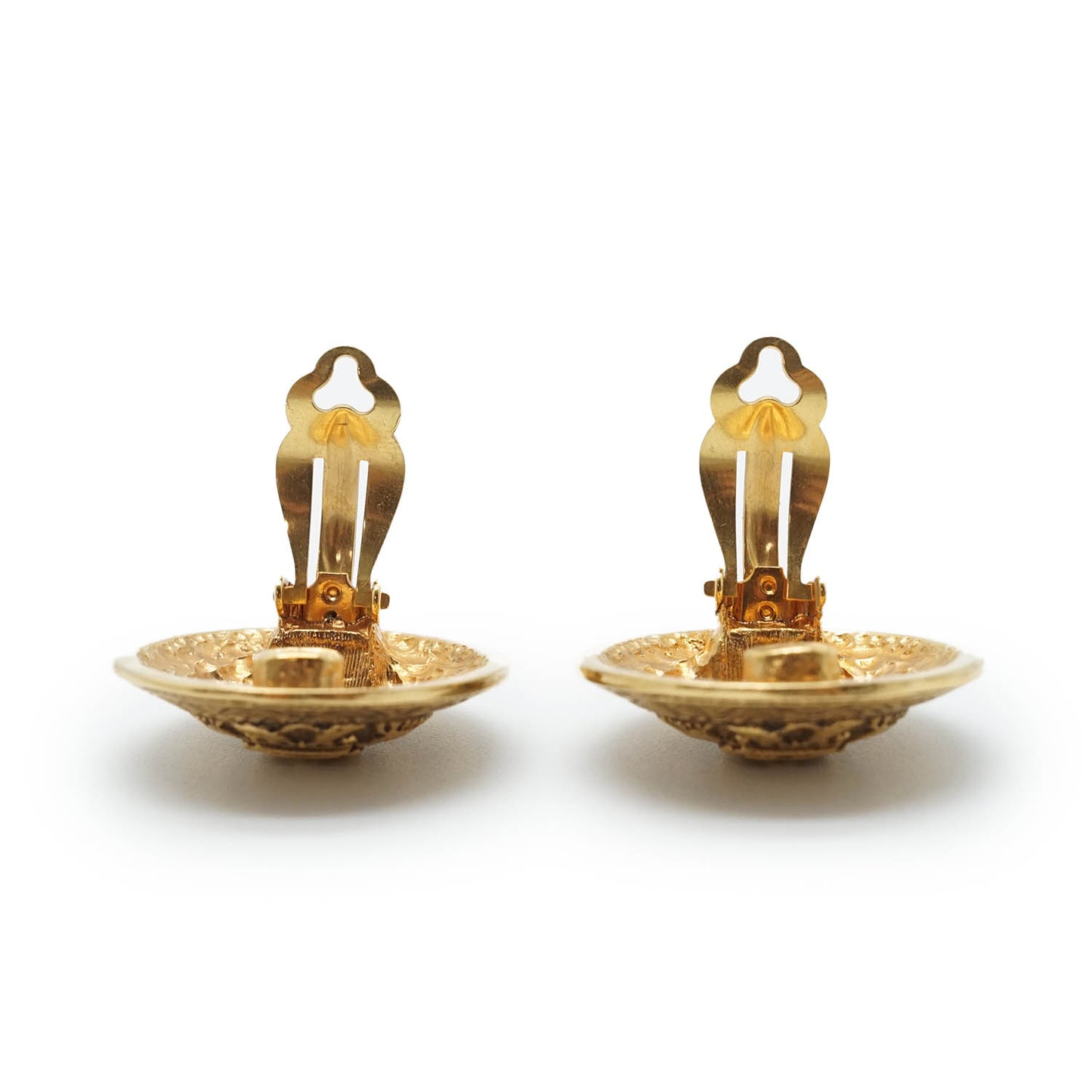 Round Crest Shield Clip Earrings GP