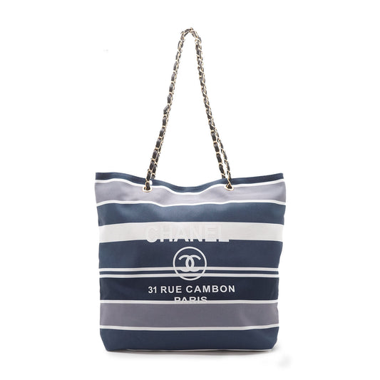 NY Cruise Edition Novelty Stripe Chain Tote
