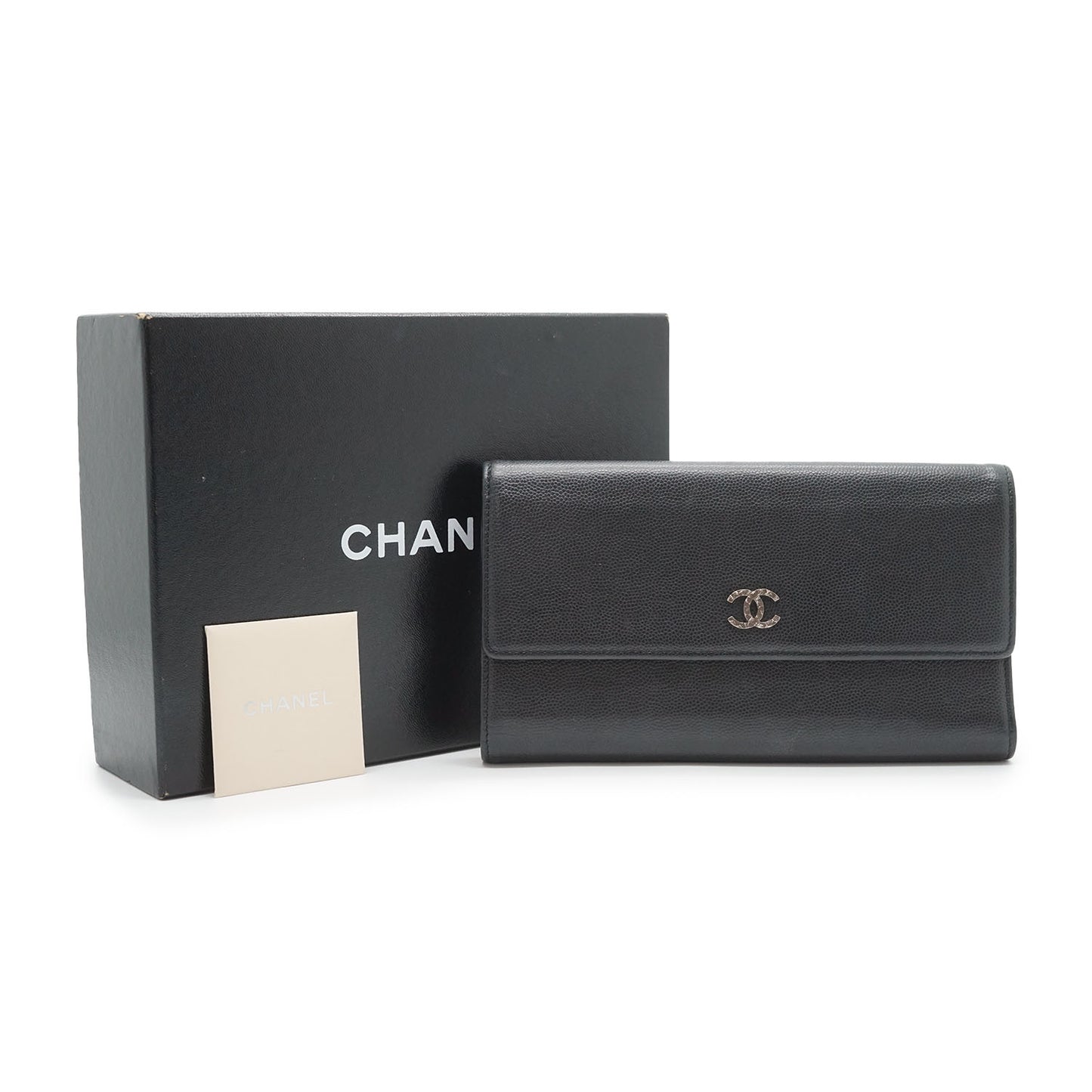 Metallic CC Logo Bi-fold Long Wallet
