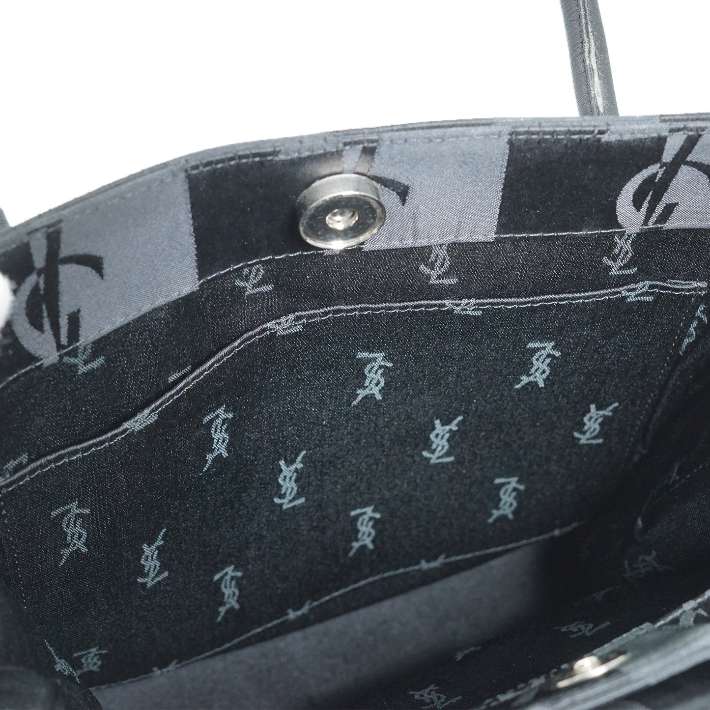 YSL Logo Vertical Stripes Top Handle Bag