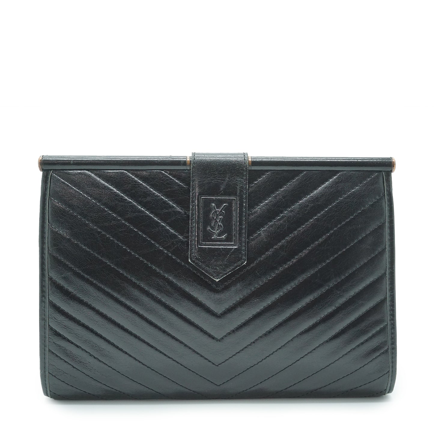 YSL Quilted Embossed Leather Clutch