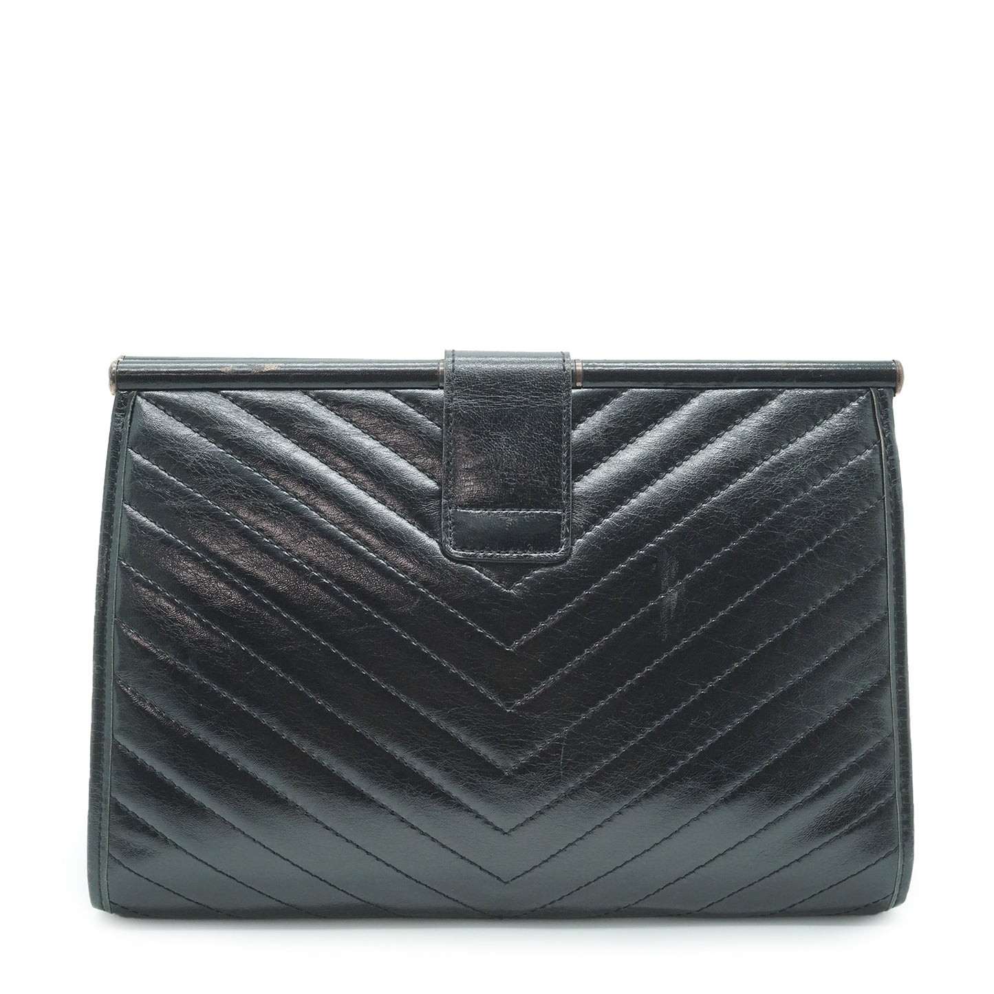 YSL Quilted Embossed Leather Clutch