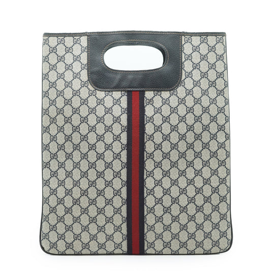 Vintage GG Supreme Sherry Line Coated Canvas Vertical Tote