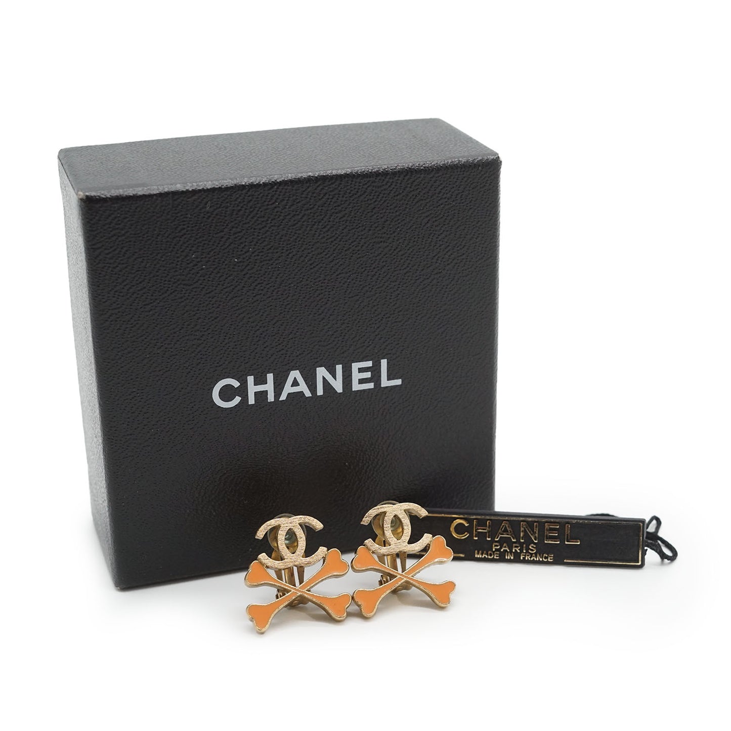 CC Logo Crossbone Clip-On Earrings