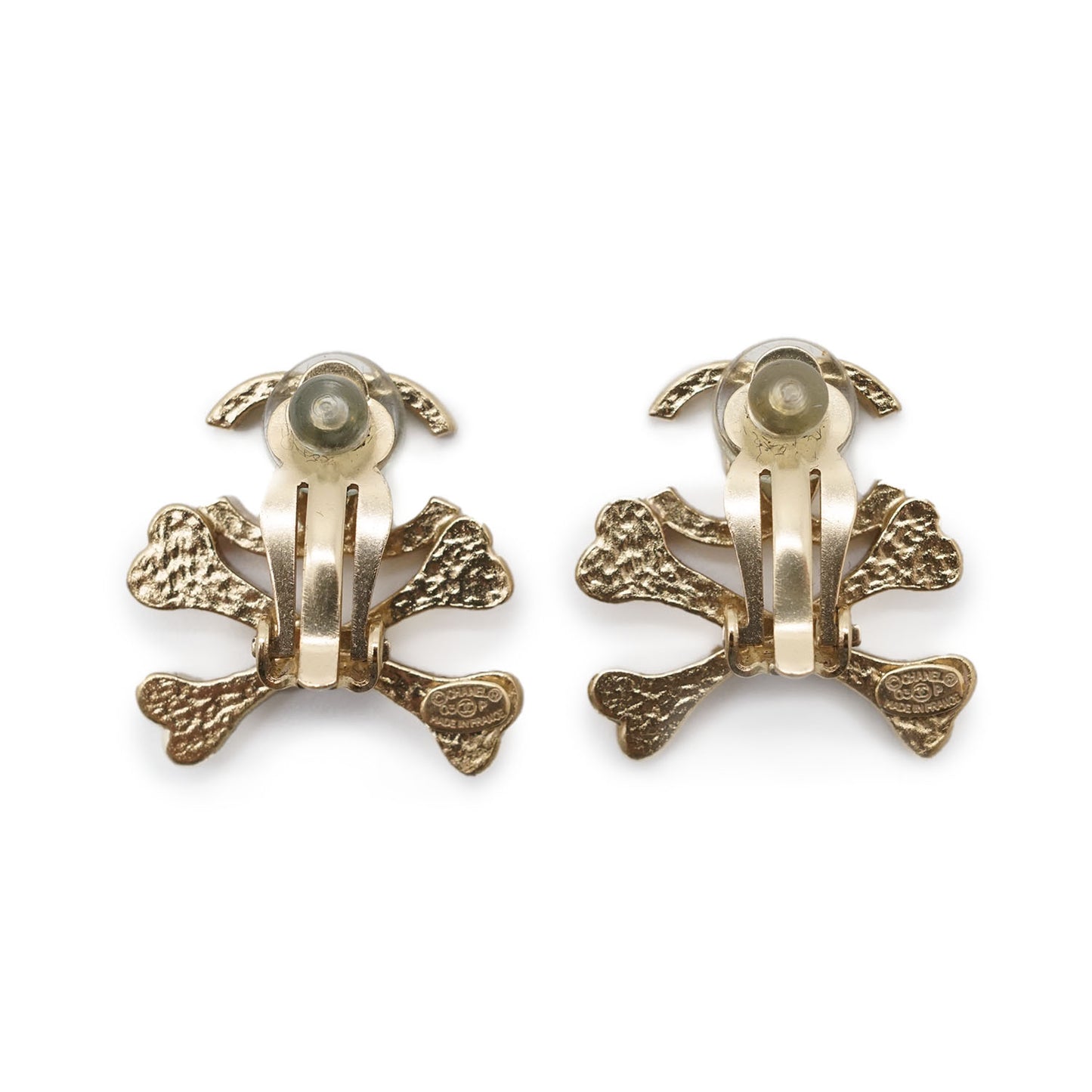 CC Logo Crossbone Clip-On Earrings