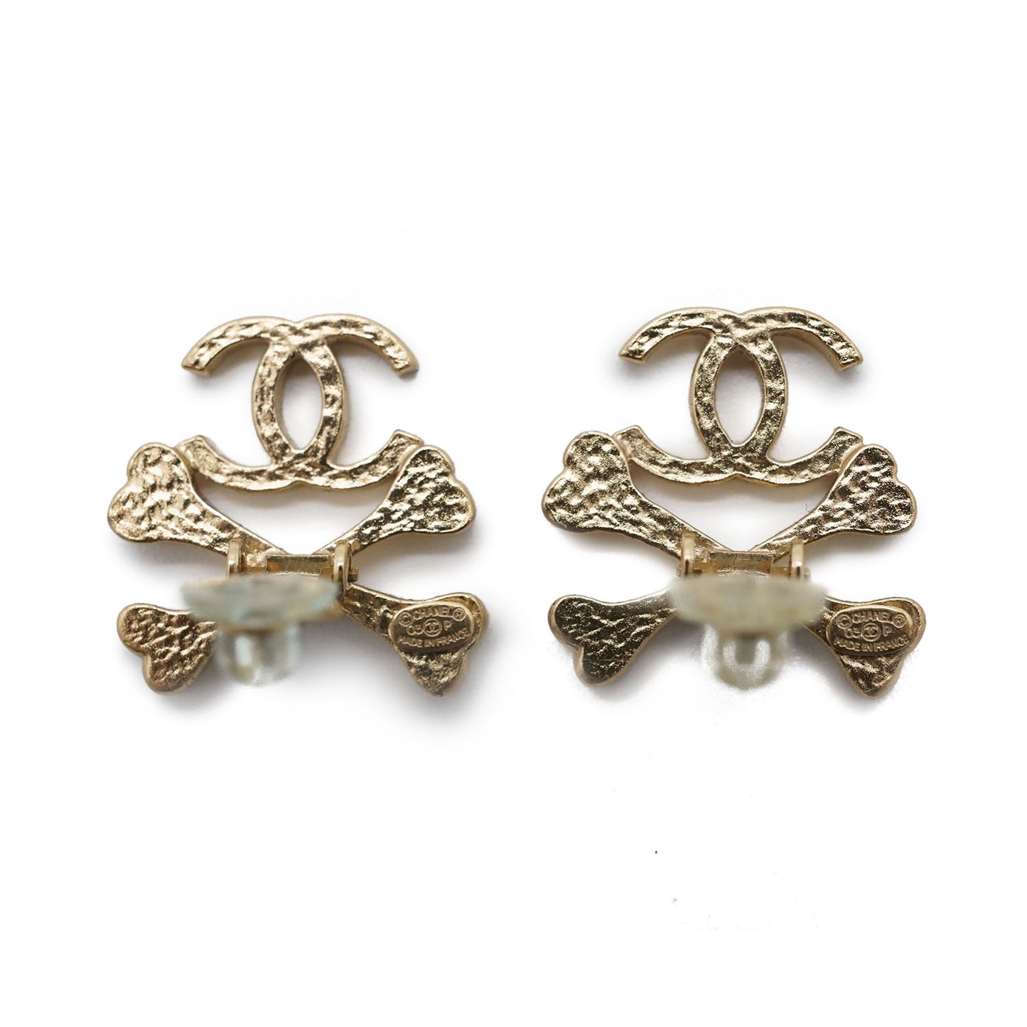 CC Logo Crossbone Clip-On Earrings