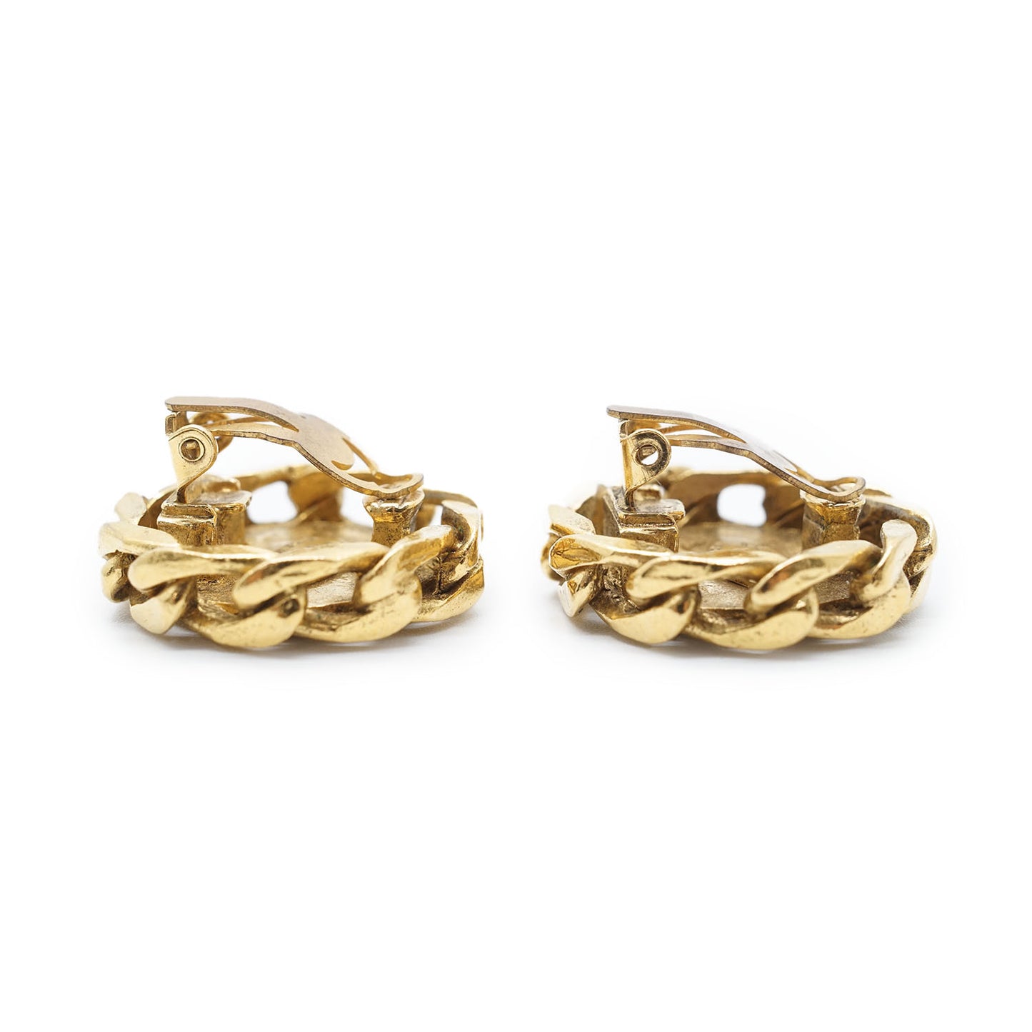 Coco Mark Rhinestone Round Clip Earrings GP