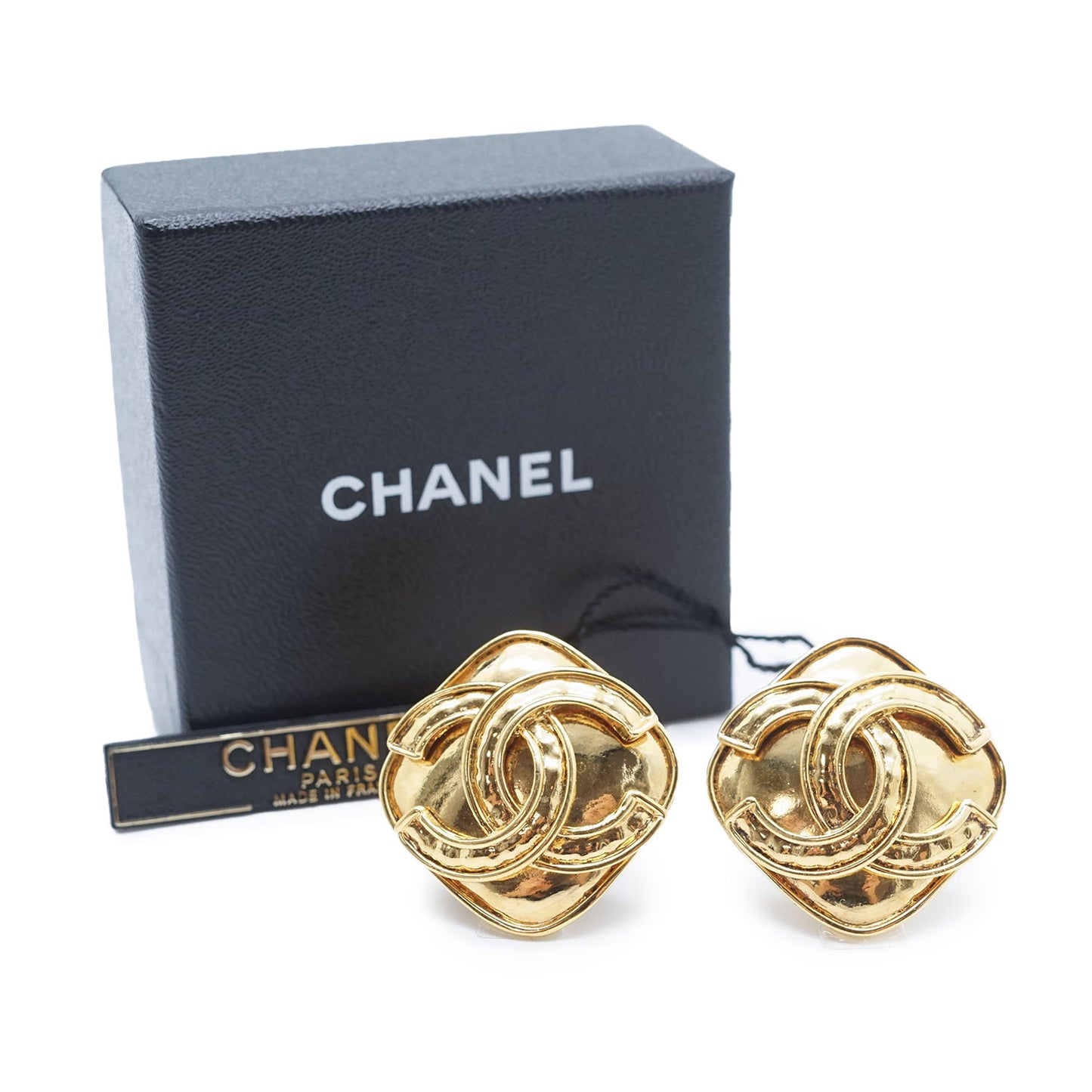 CC Logo Diamond Shape Clip Earrings GP
