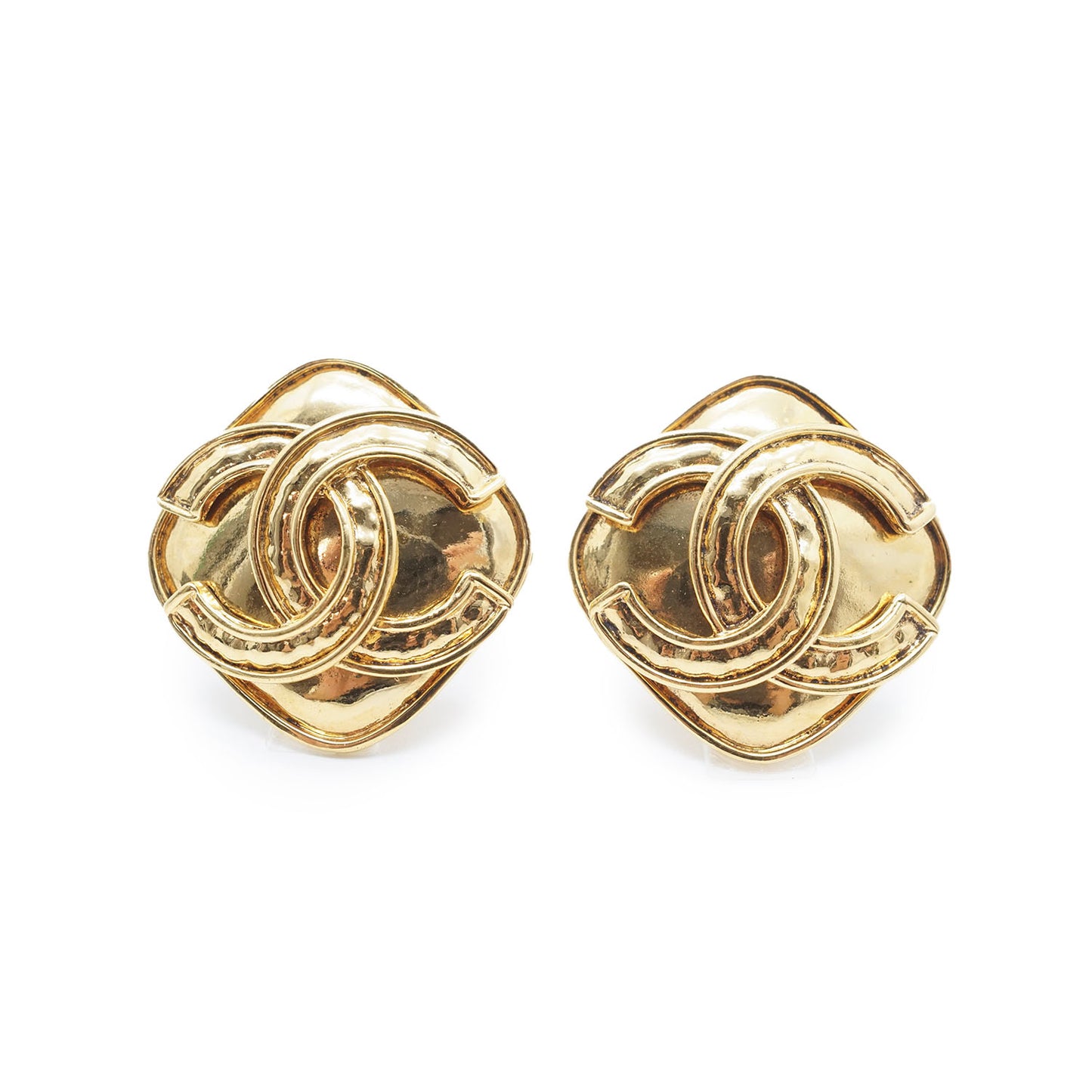 CC Logo Diamond Shape Clip Earrings GP