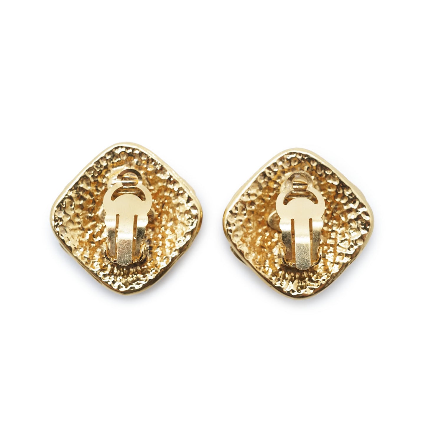 CC Logo Diamond Shape Clip Earrings GP