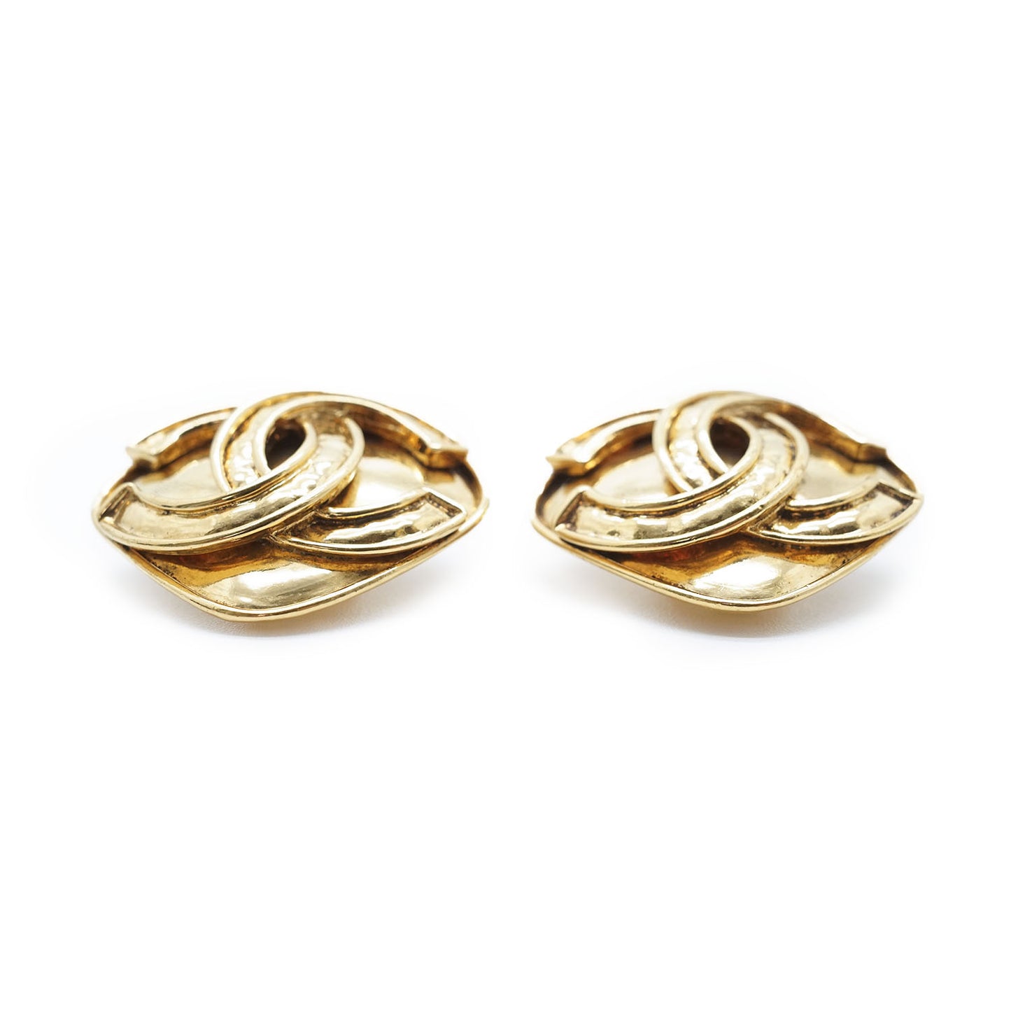 CC Logo Diamond Shape Clip Earrings GP