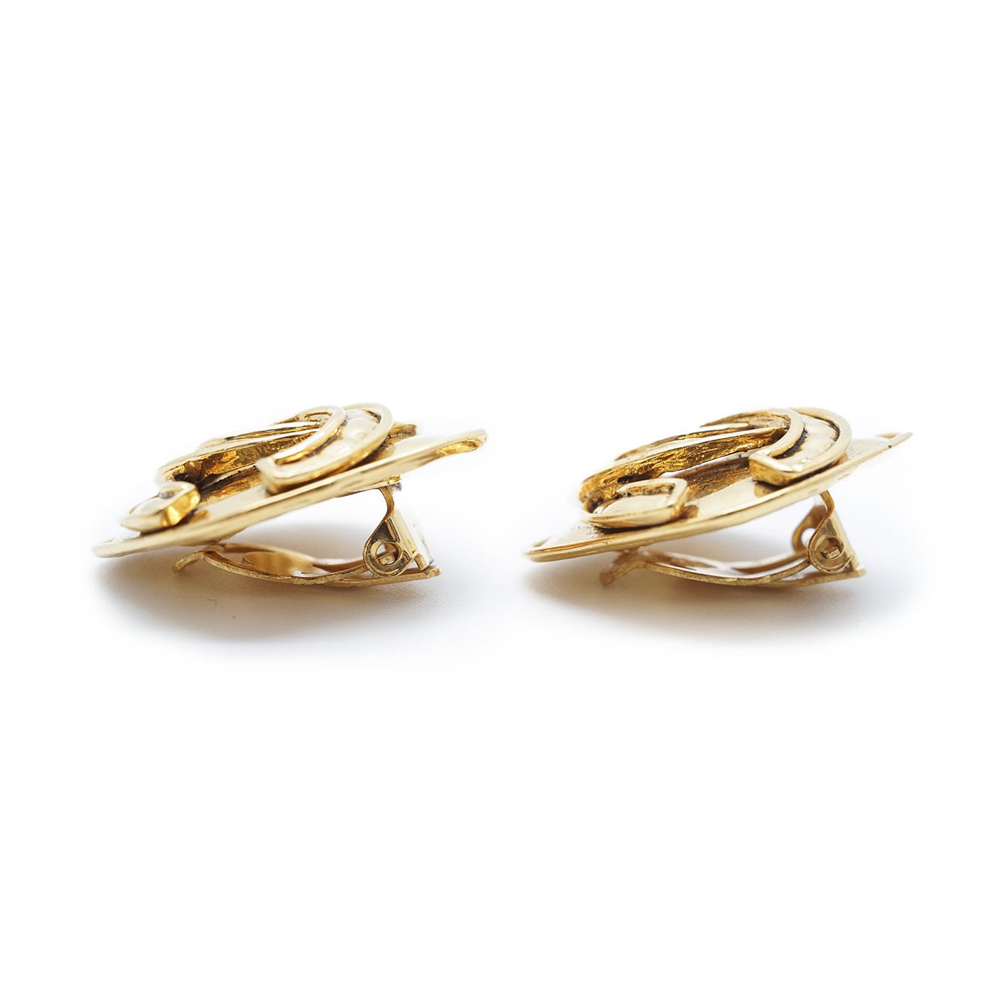 CC Logo Diamond Shape Clip Earrings GP