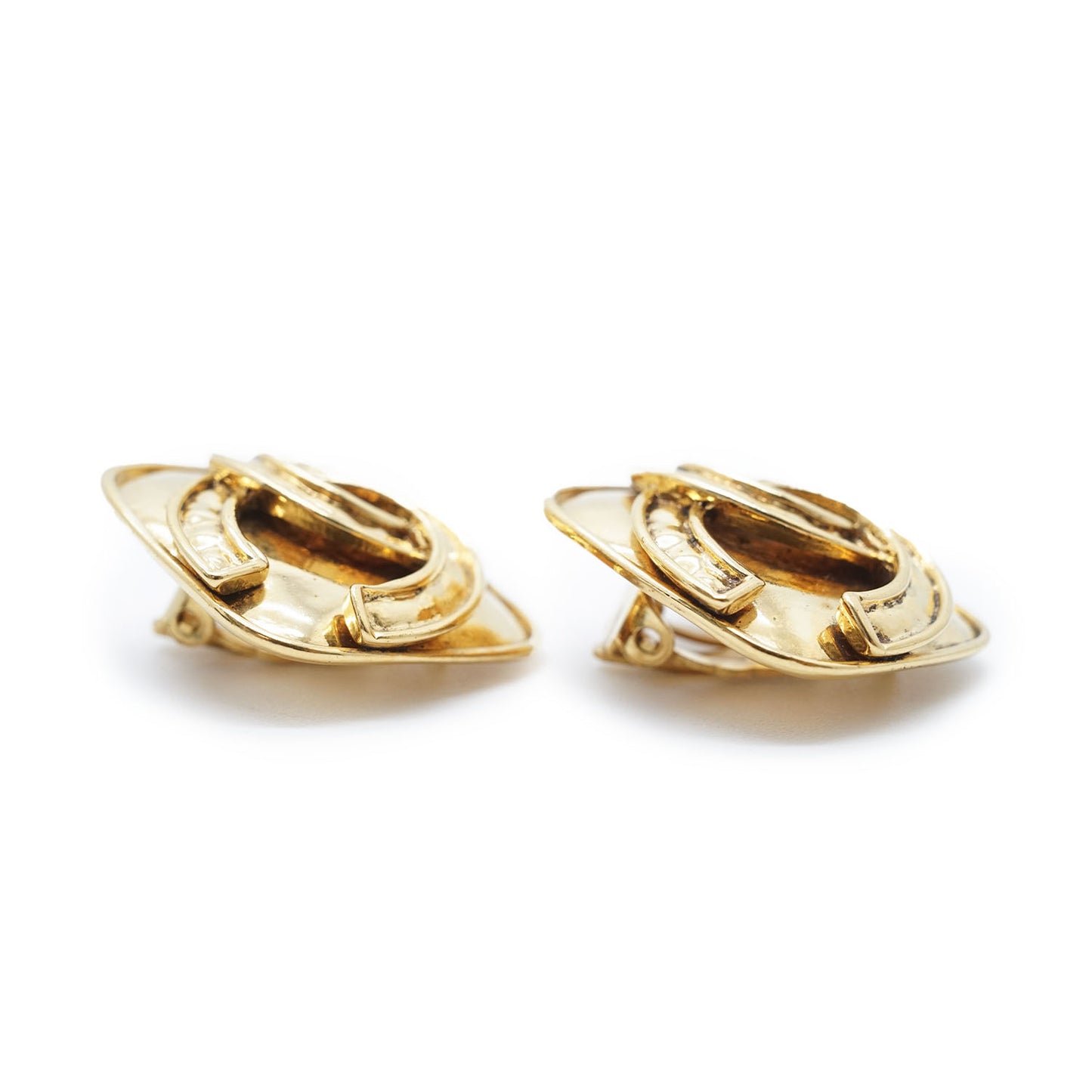 CC Logo Diamond Shape Clip Earrings GP