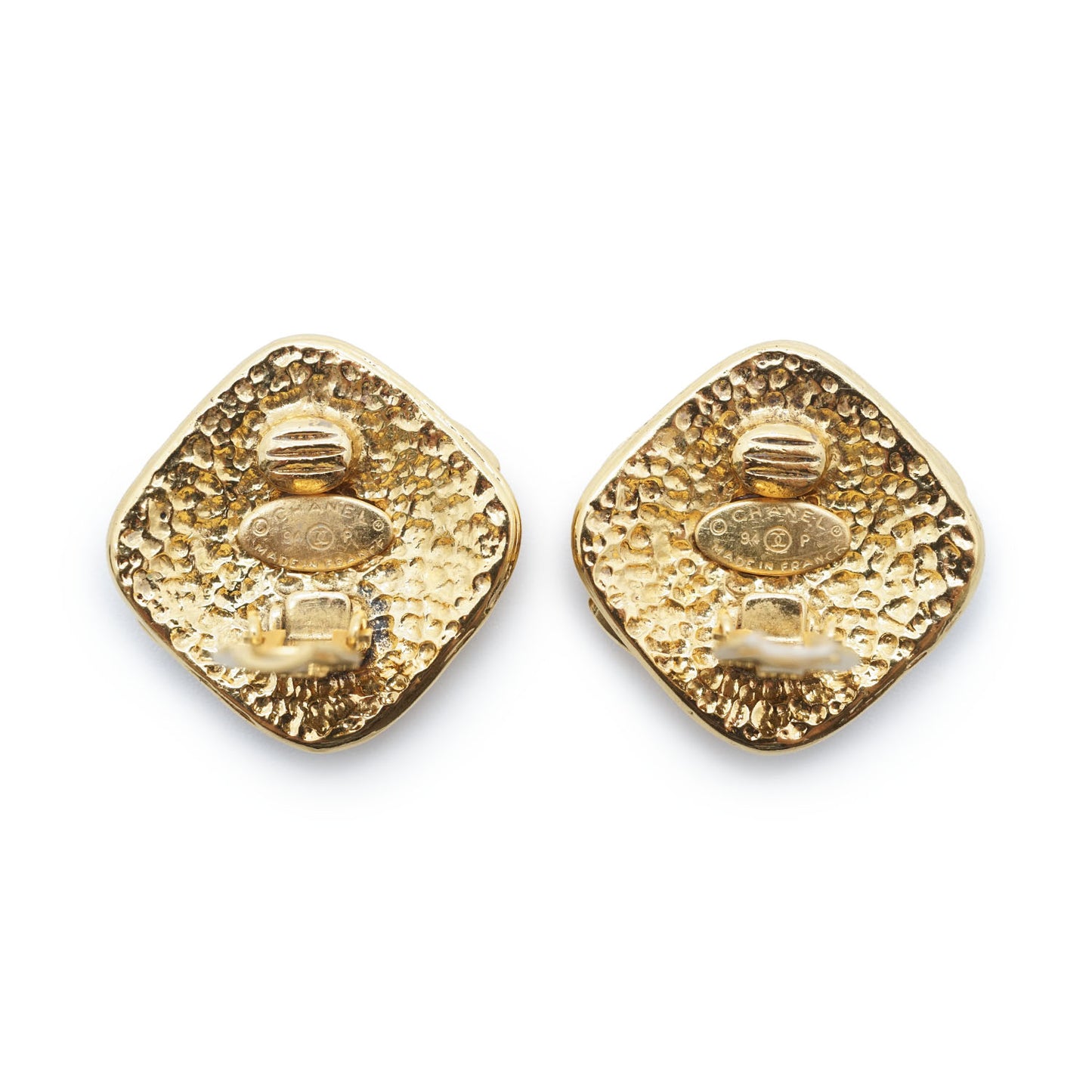 CC Logo Diamond Shape Clip Earrings GP