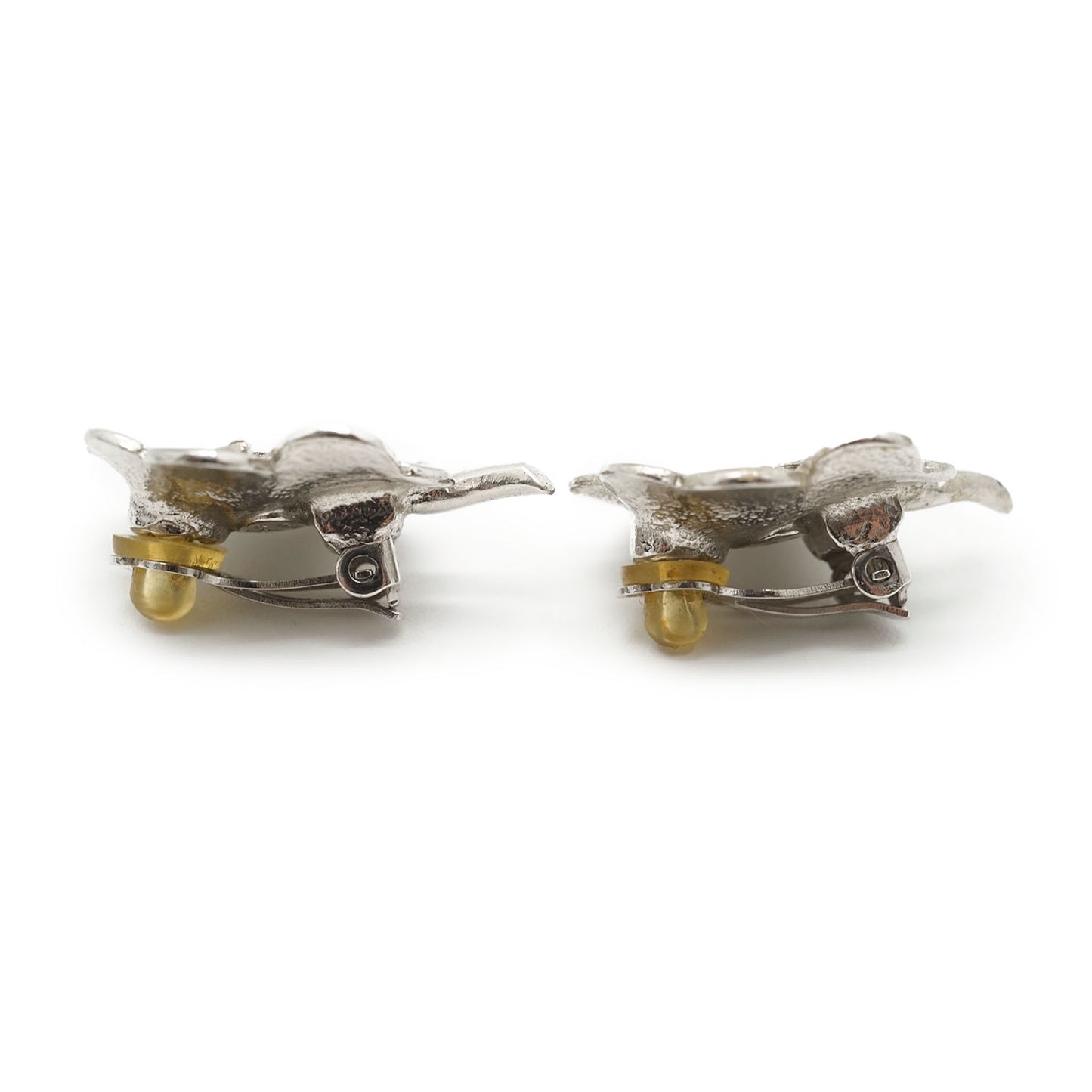 CC Rhinestone Logo Four Leaf Clover Clip Earrings