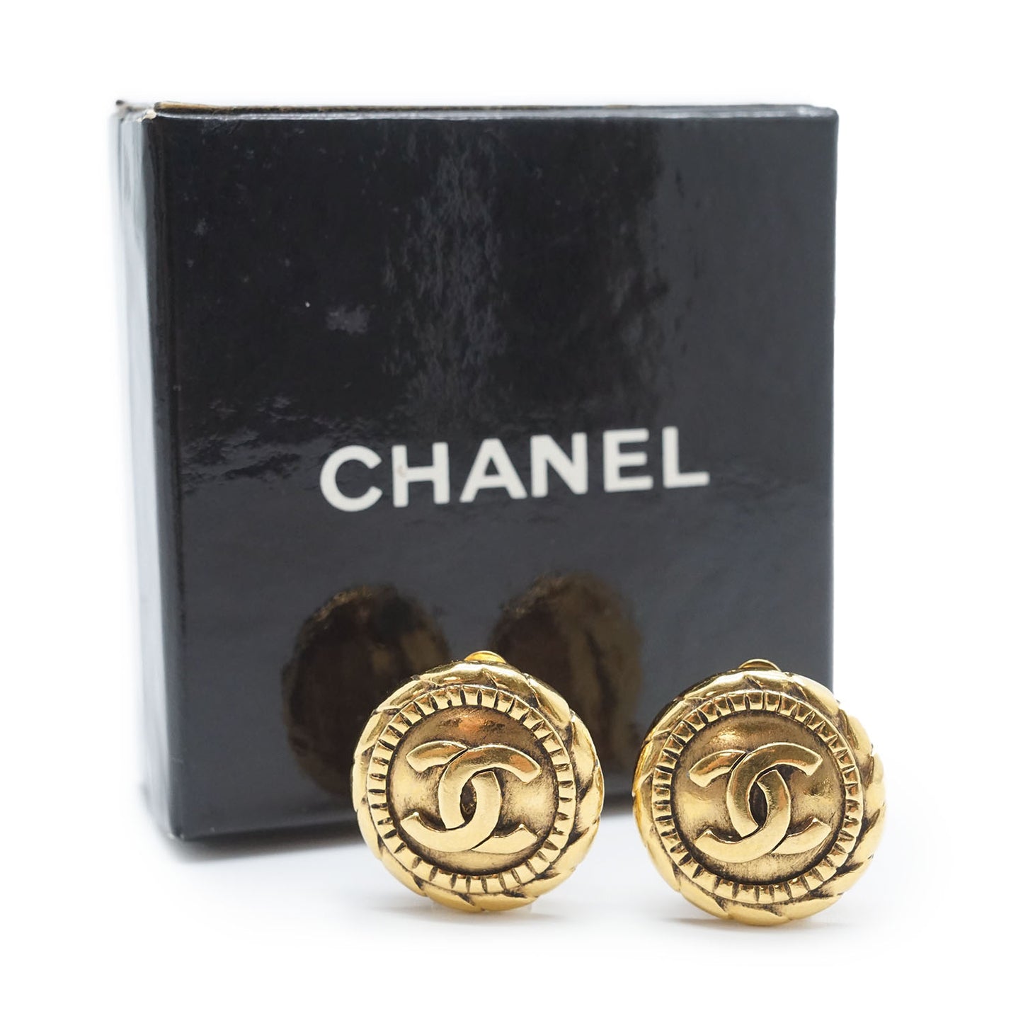 Coco Mark Round Clip Earrings
