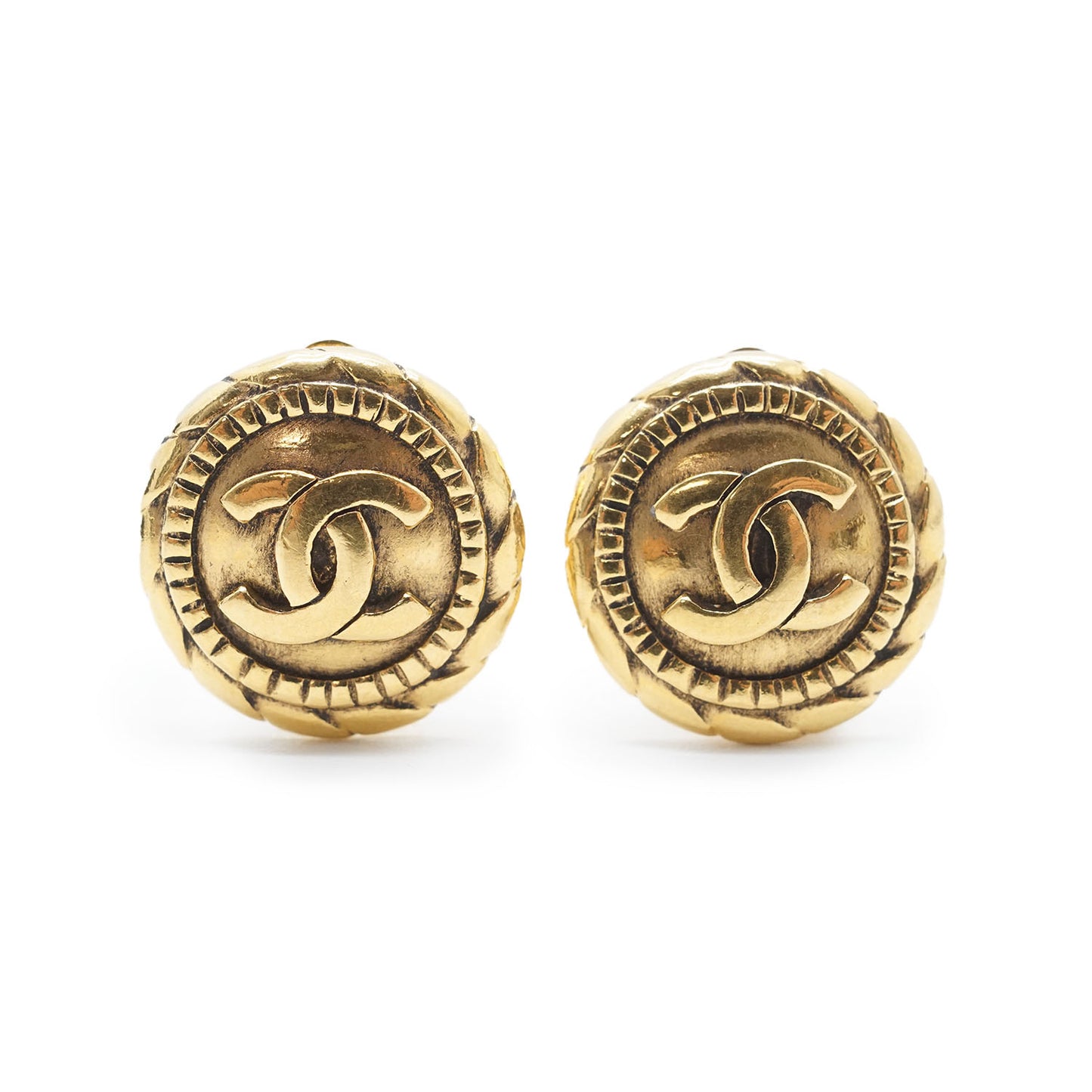 Coco Mark Round Clip Earrings