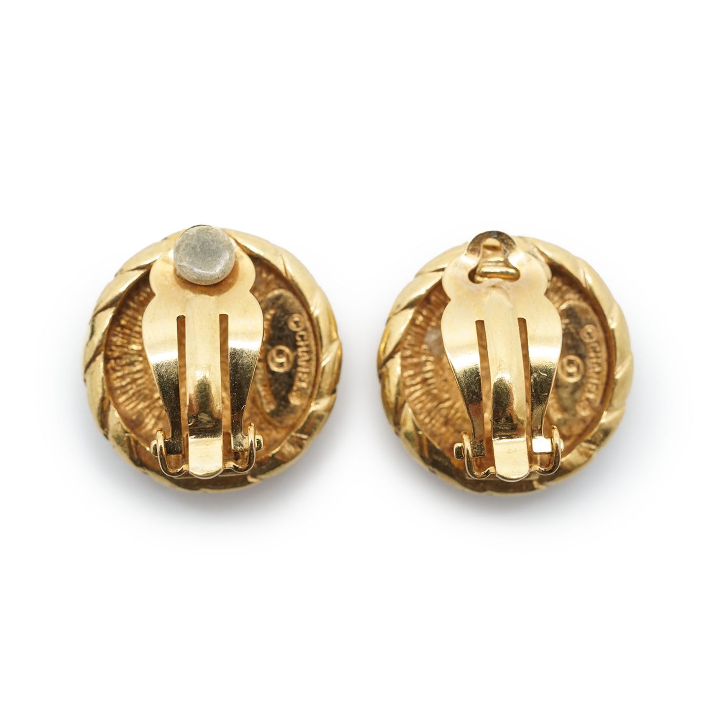 Coco Mark Round Clip Earrings