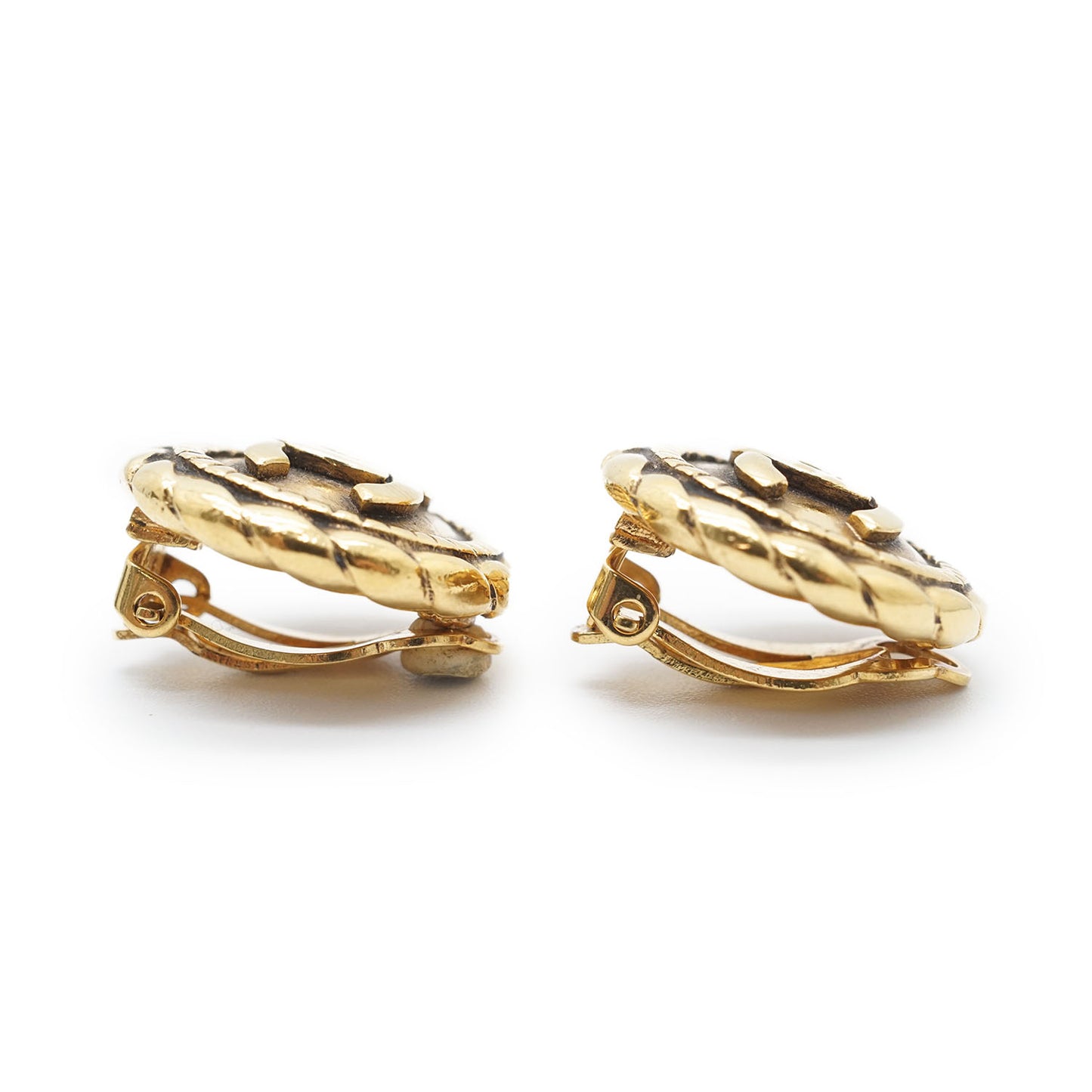 Coco Mark Round Clip Earrings