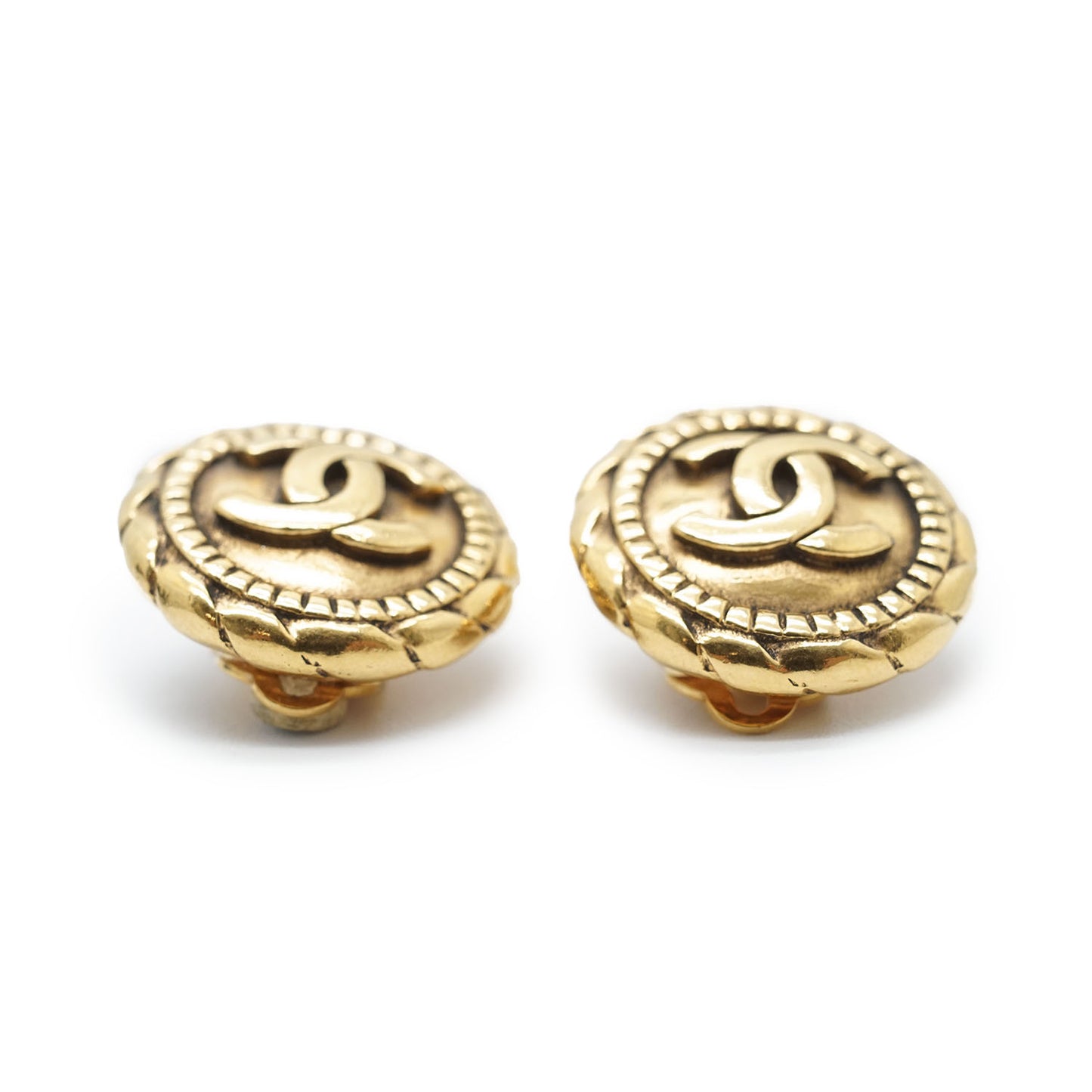 Coco Mark Round Clip Earrings