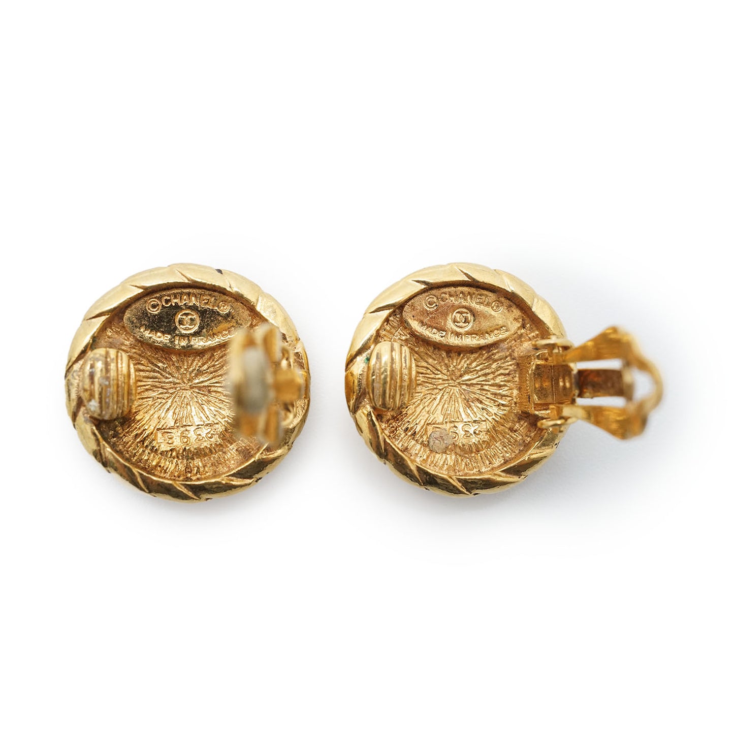 Coco Mark Round Clip Earrings