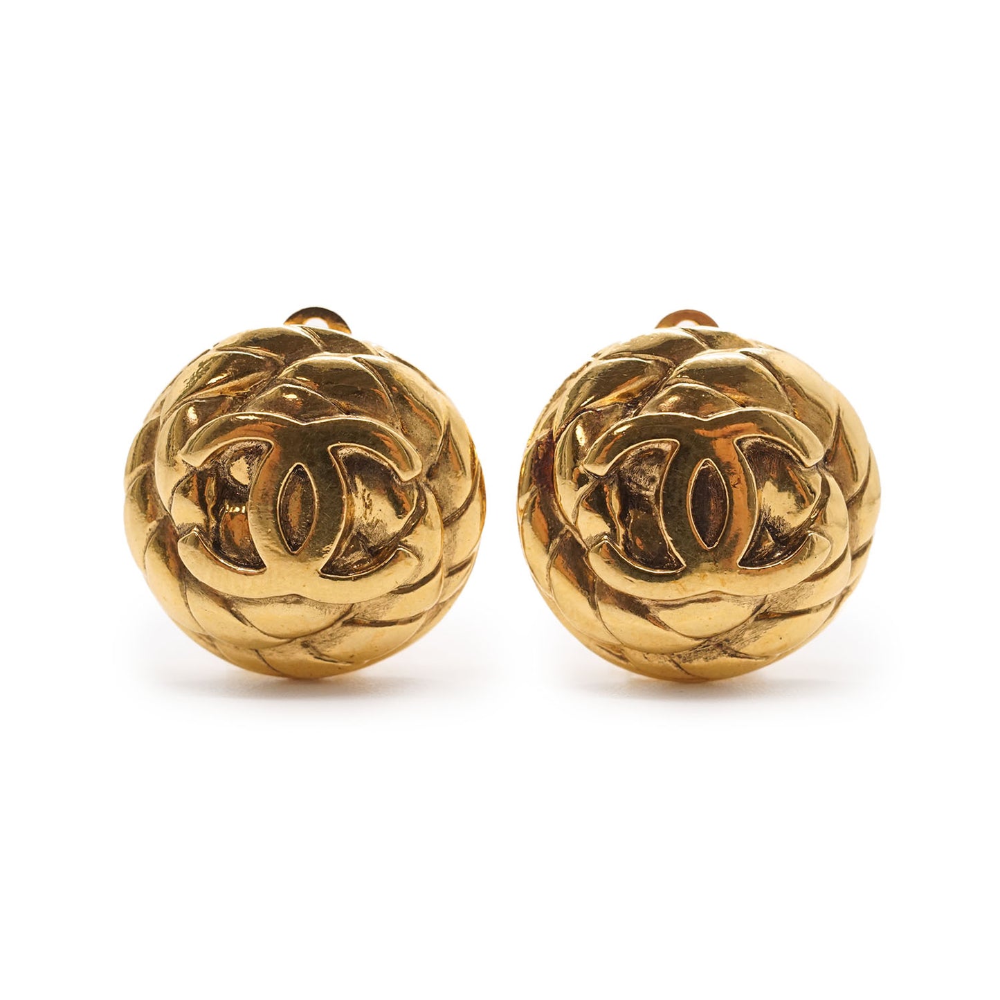 Coco Mark Round Clip Earrings GP