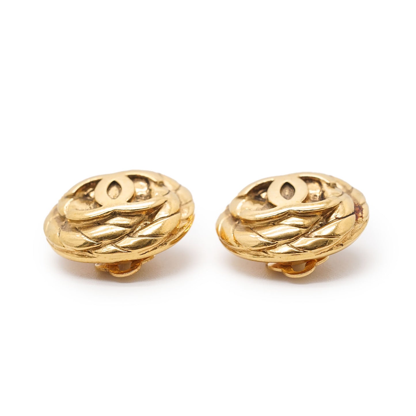 Coco Mark Round Clip Earrings GP