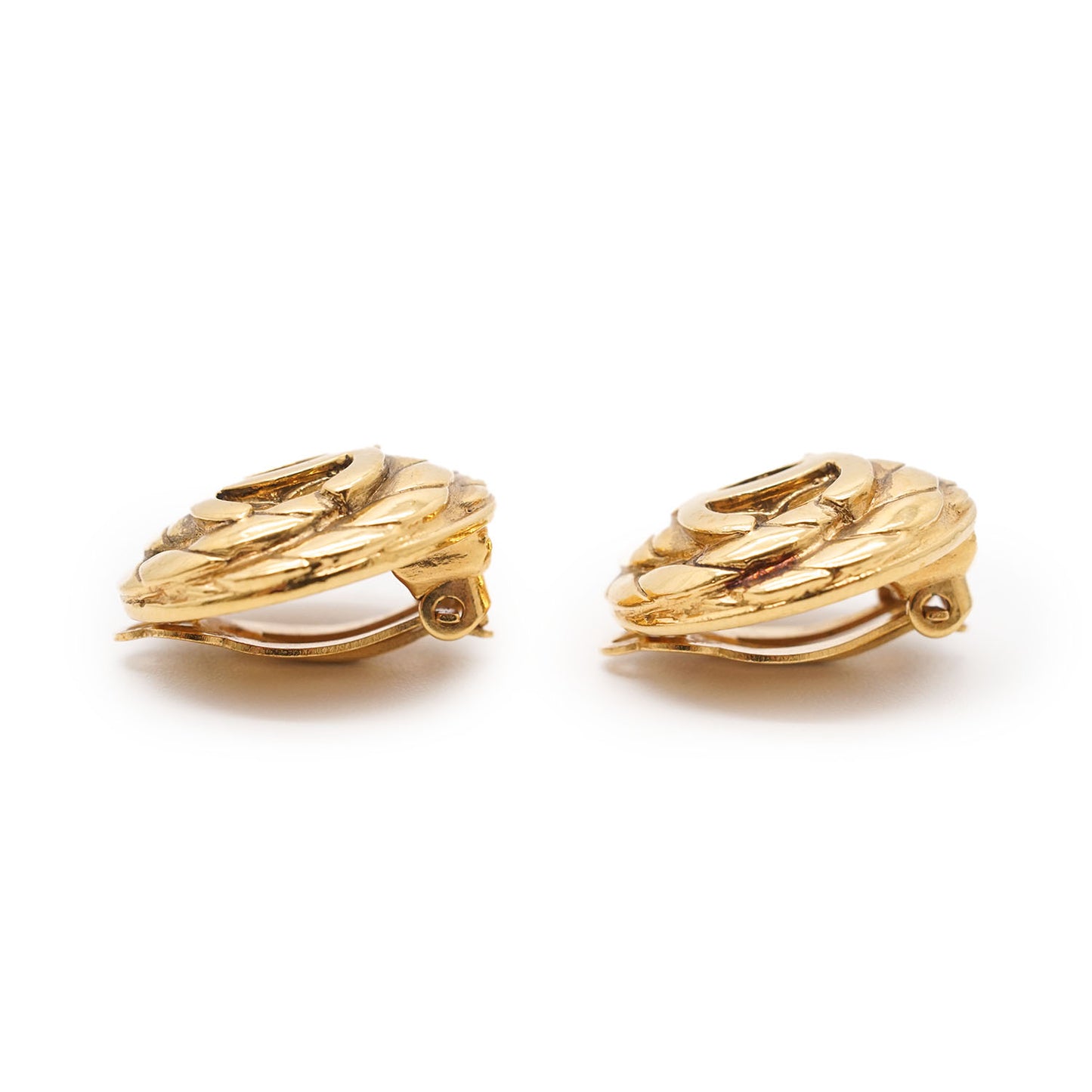 Coco Mark Round Clip Earrings GP