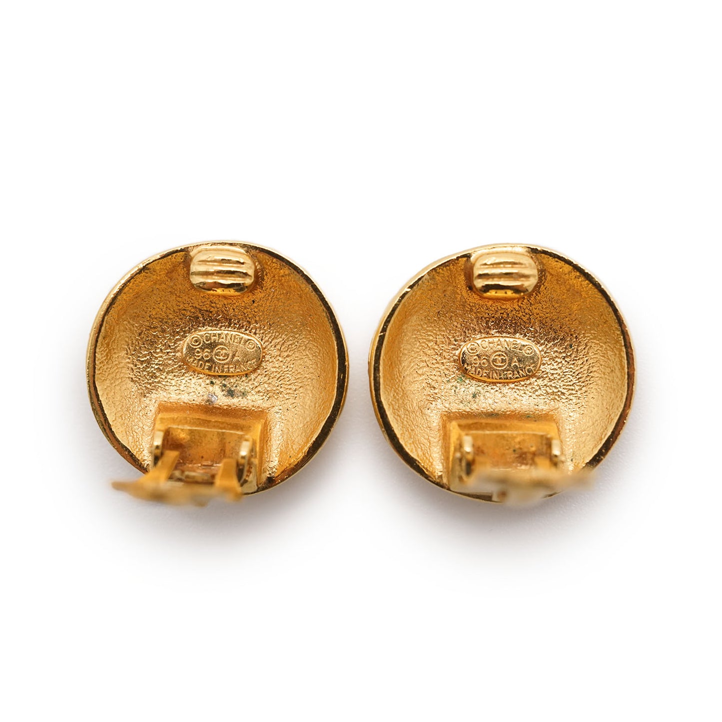 Coco Mark Round Clip Earrings GP