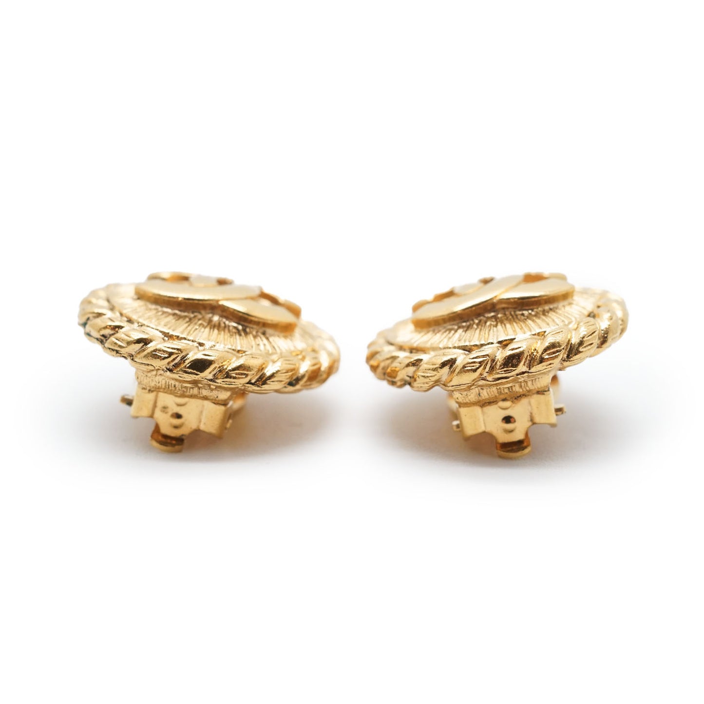 Coco Mark Round Clip Earrings GP