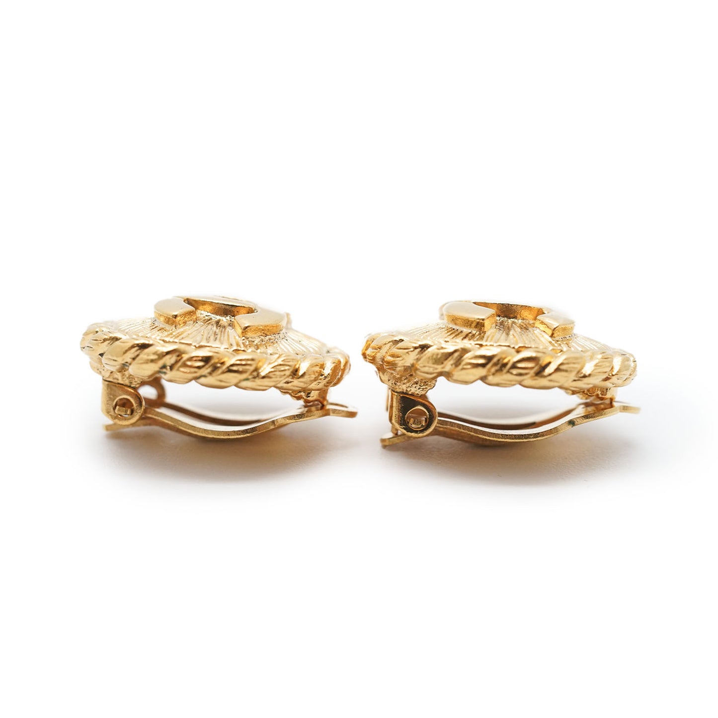 Coco Mark Round Clip Earrings GP