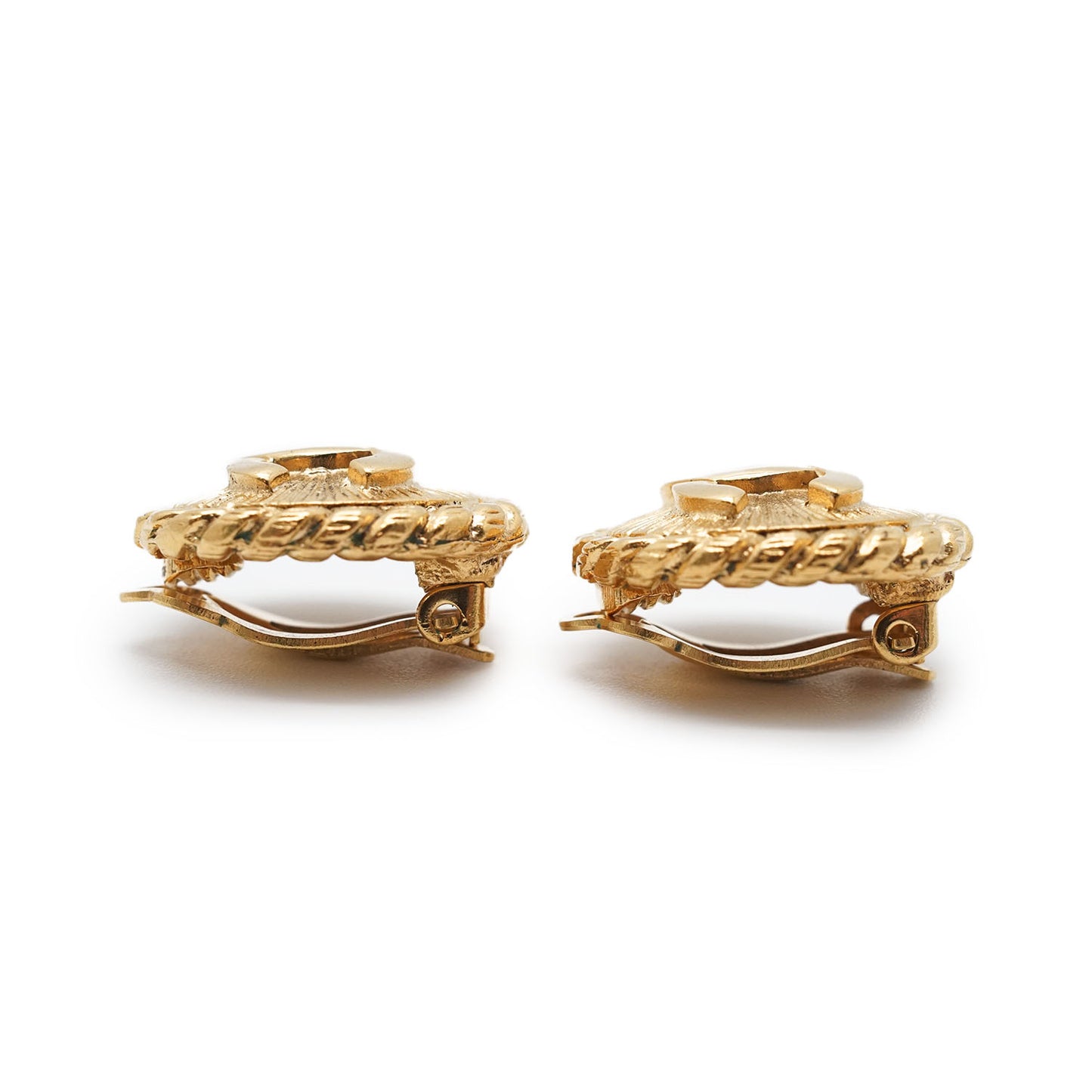 Coco Mark Round Clip Earrings GP