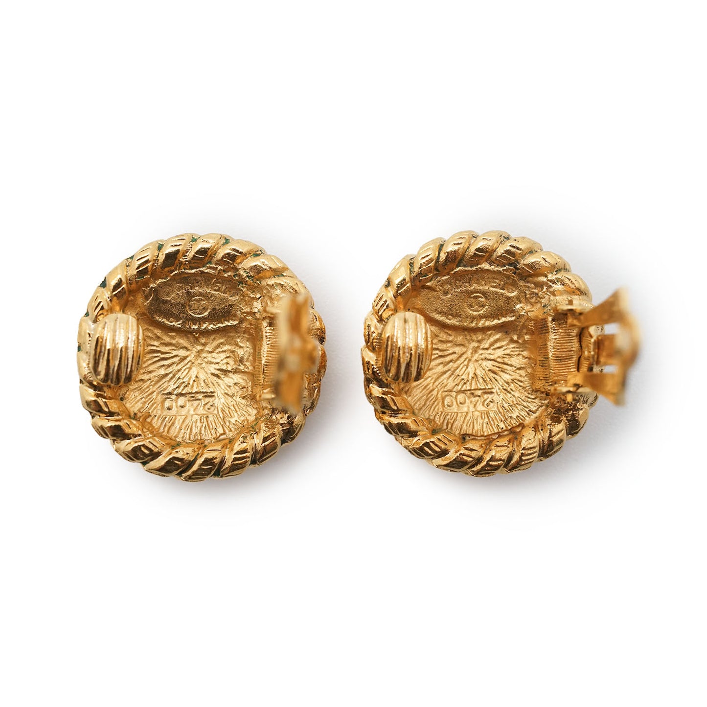 Coco Mark Round Clip Earrings GP