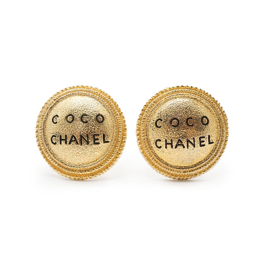 Coco Chanel Cambon Round Clip Earrings
