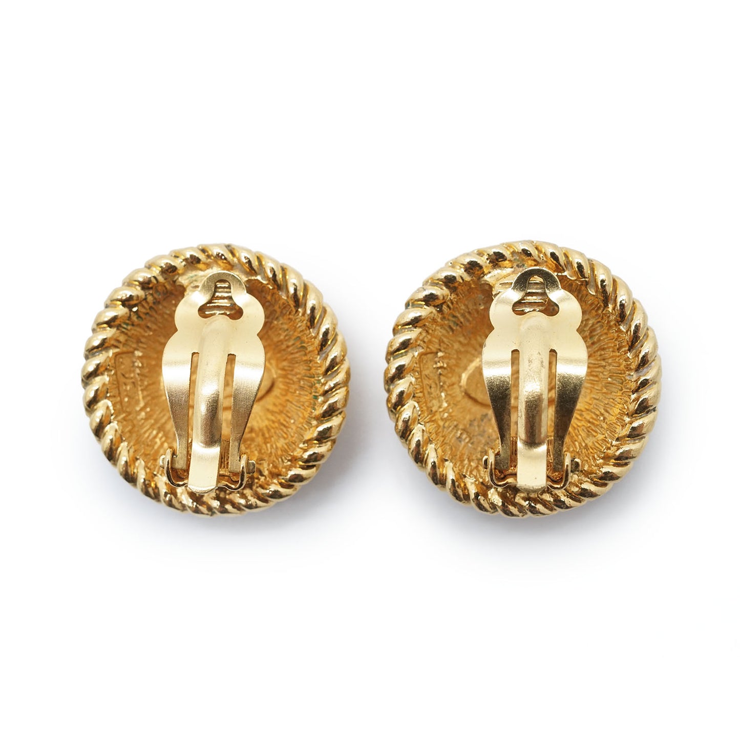 CC Logo Twisted Rope Sunburst Round Clip-On Earrings GP