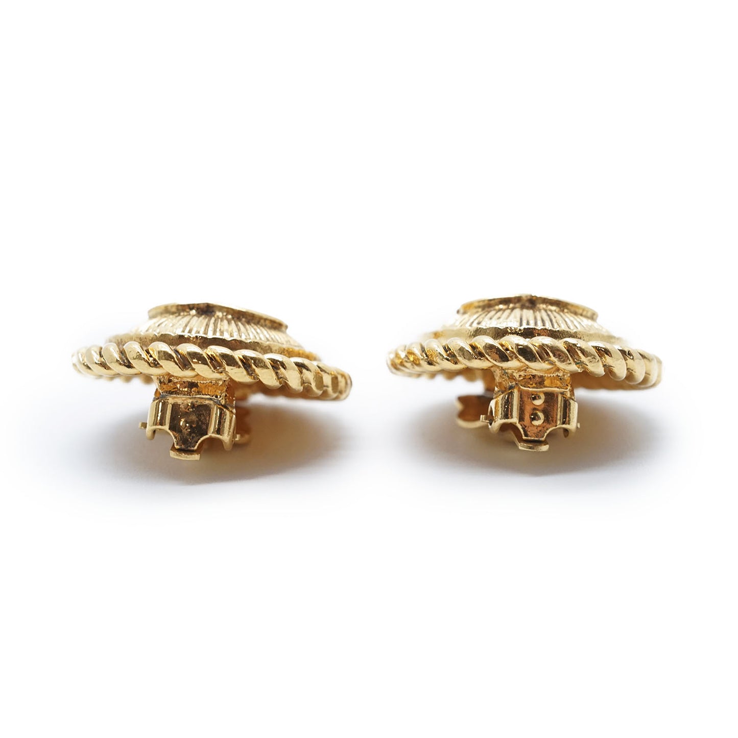 CC Logo Twisted Rope Sunburst Round Clip-On Earrings GP