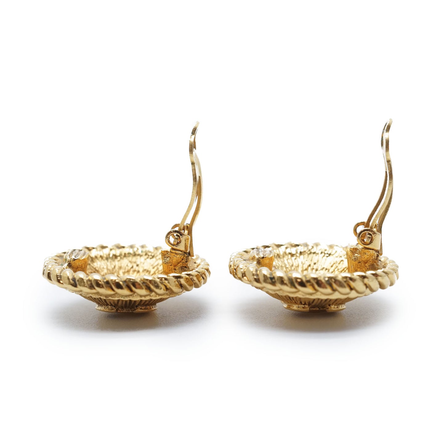 CC Logo Twisted Rope Sunburst Round Clip-On Earrings GP