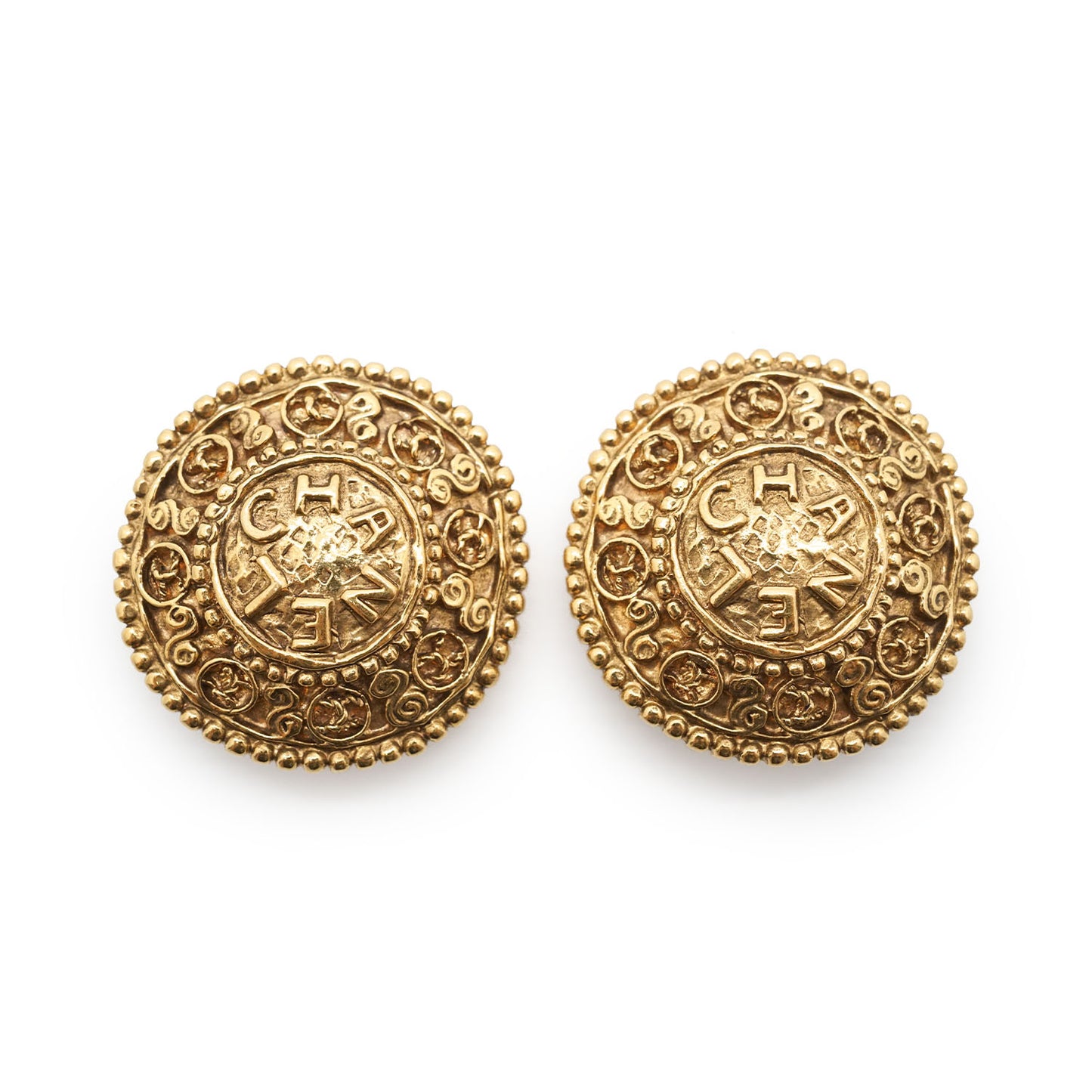 CC Filigree Round Clip-On Earrings GP