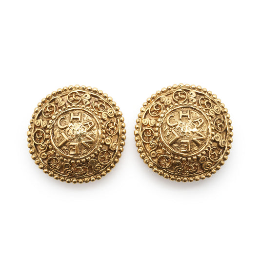 CC Filigree Round Clip-On Earrings GP