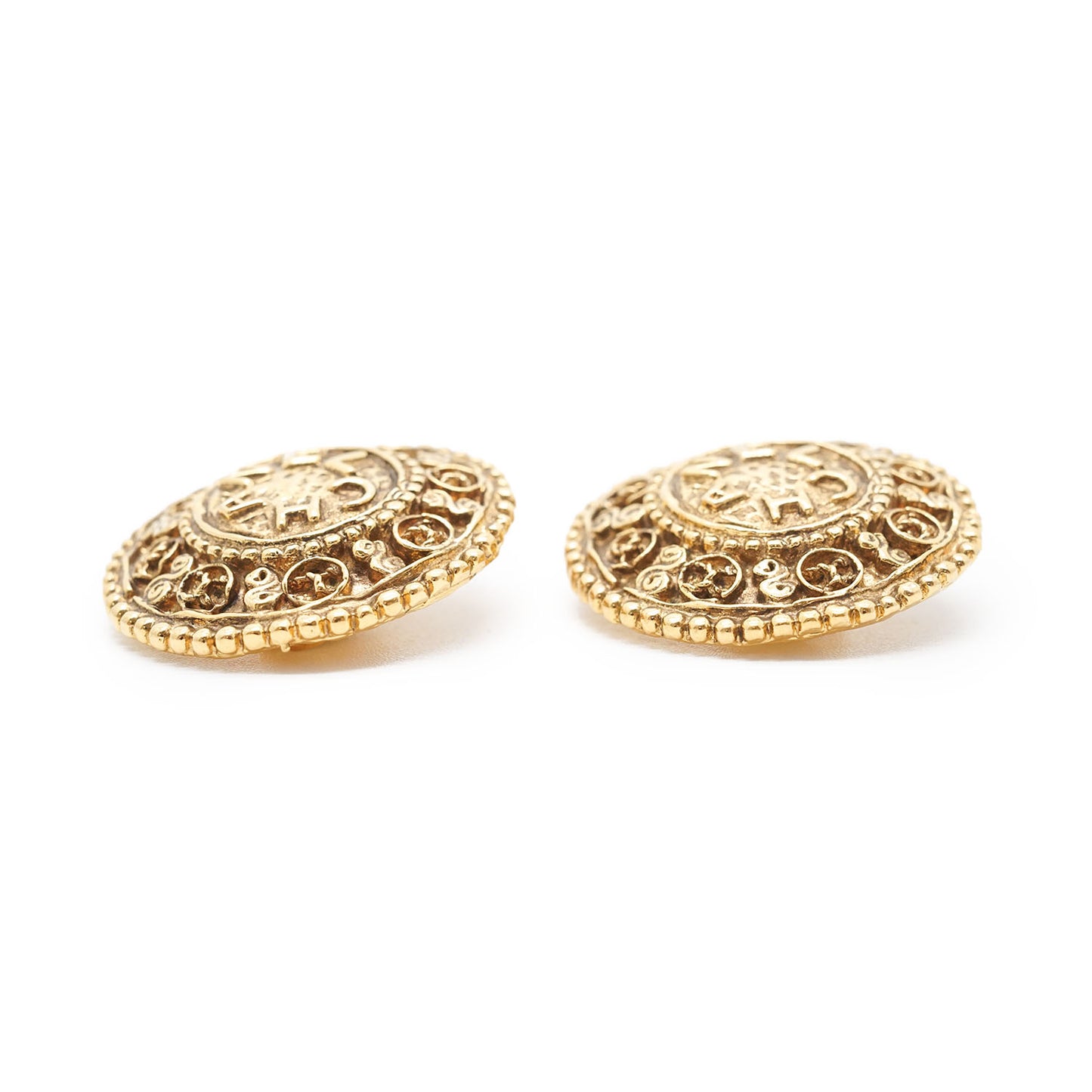 CC Filigree Round Clip-On Earrings GP
